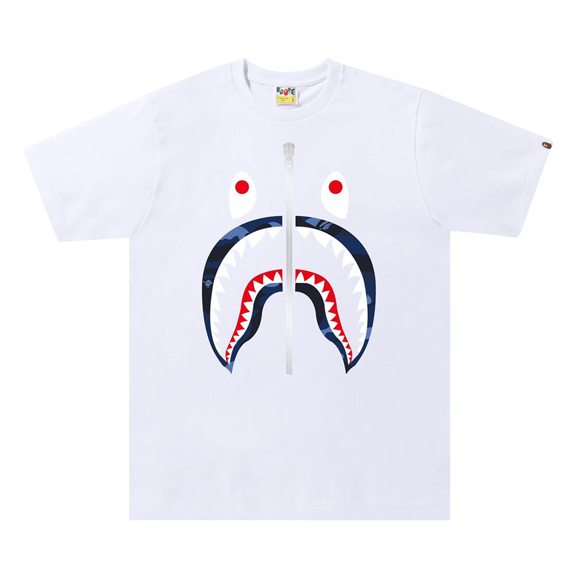 Pre-owned Bape Color Camo Shark Tee 'white/navy'