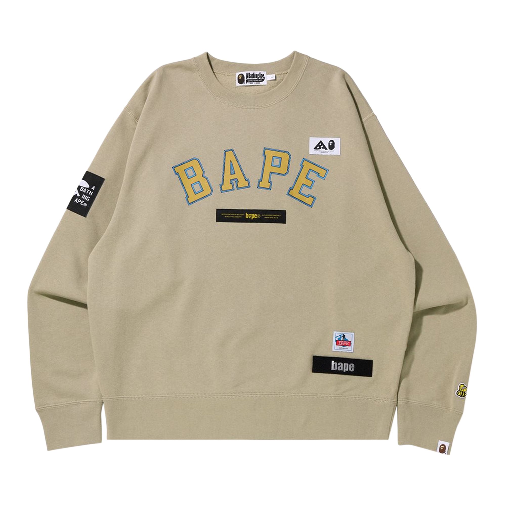 BAPE BAPE MULTI LABEL RELAXED FIT CREWNECK 'BEIGE'