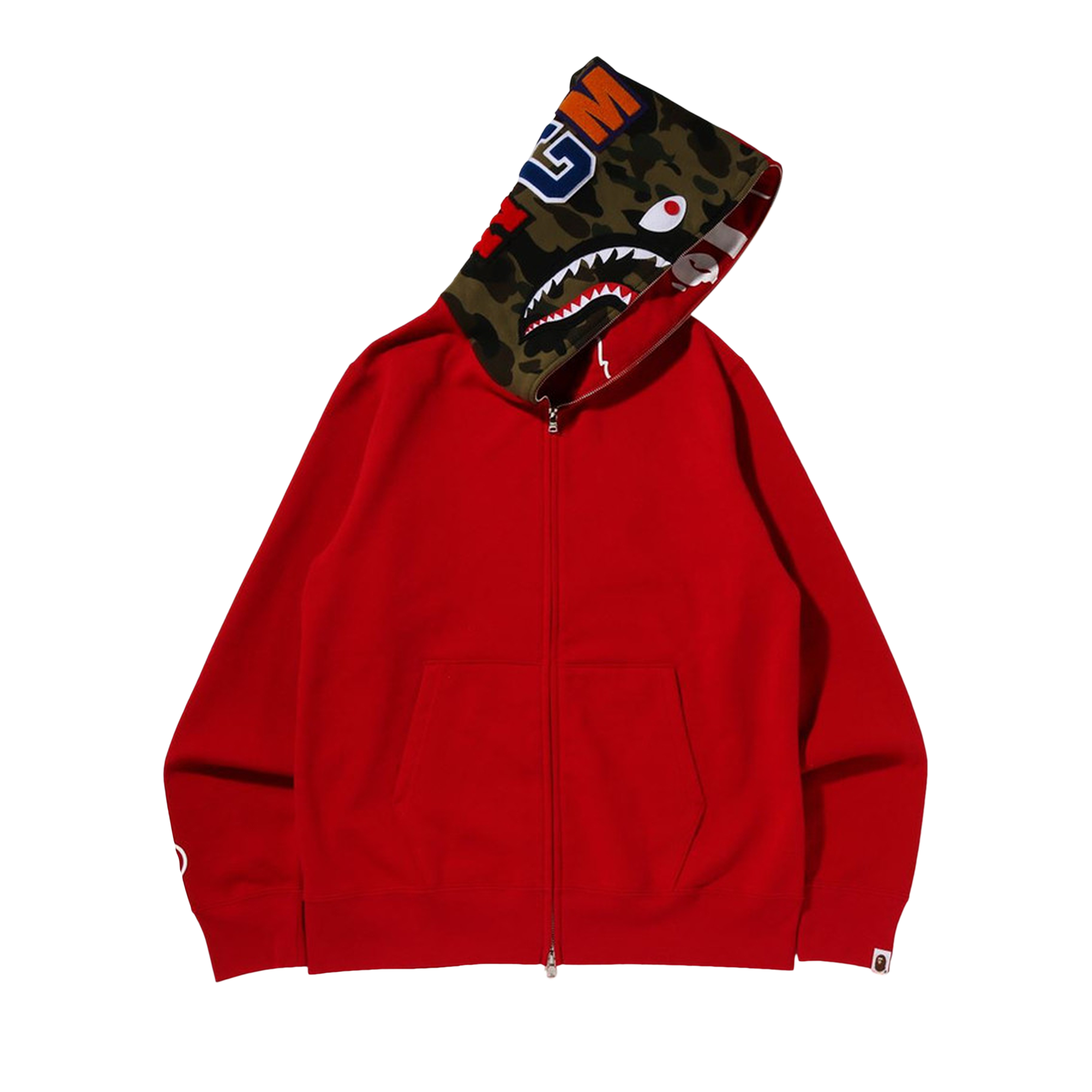 Pre-owned Bape Crazy Face Full Zip Hoodie 'red'