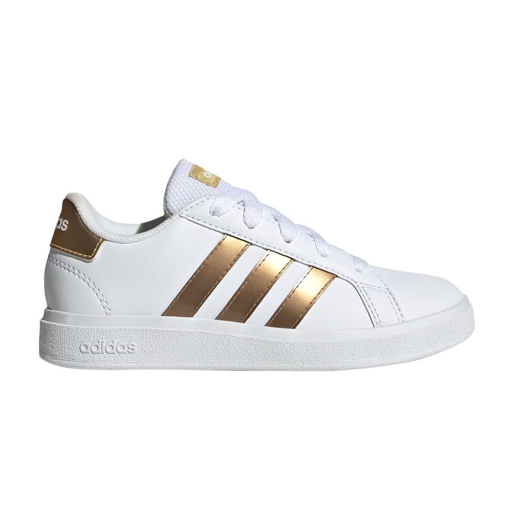 Pre-owned Adidas Originals Adidas Grand Court J 'white Matte Gold' | Kid's Size 12.5