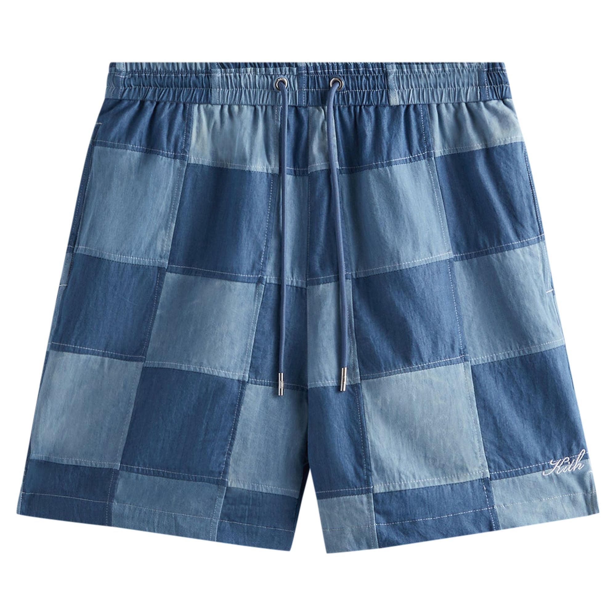 Pre-owned Kith Patchwork Indigo Active Short 'indigo' | Multi-color | Men's Size Xs