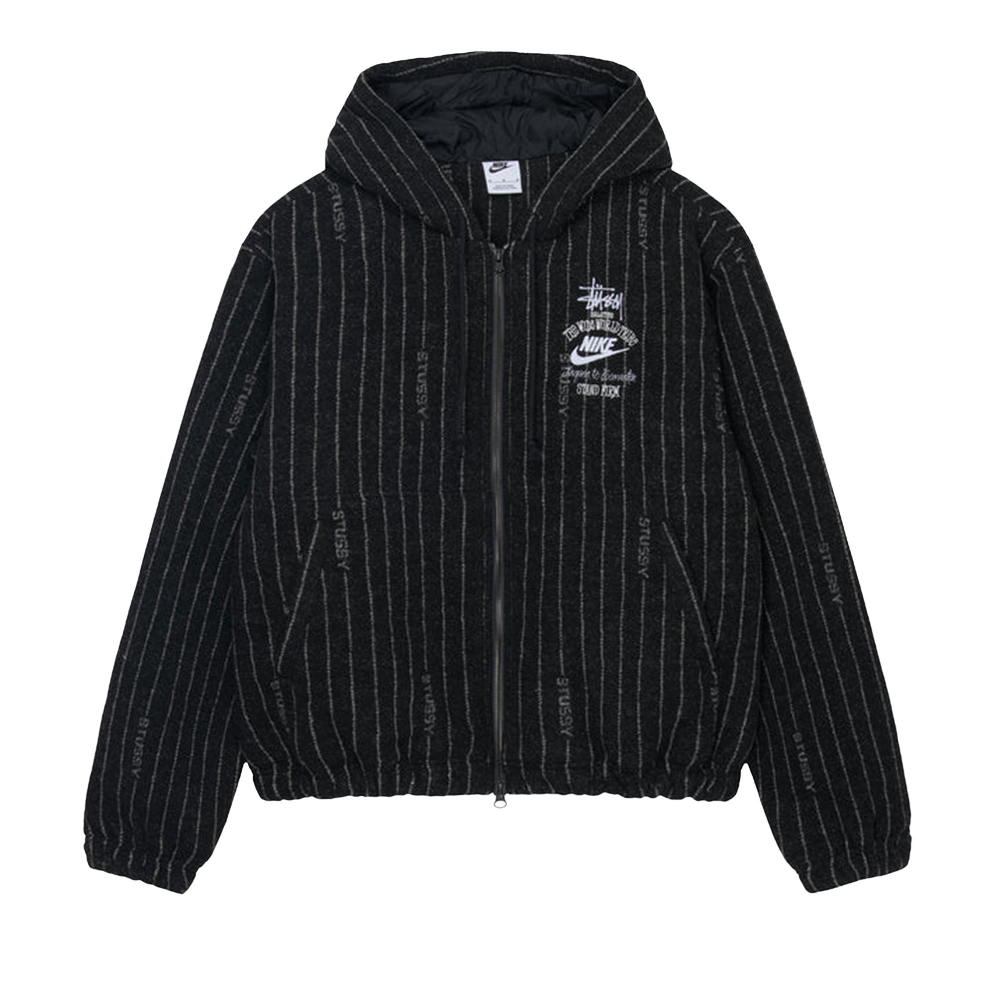 Pre-owned Stussy X Nike Stripe Wool Jacket 'black'