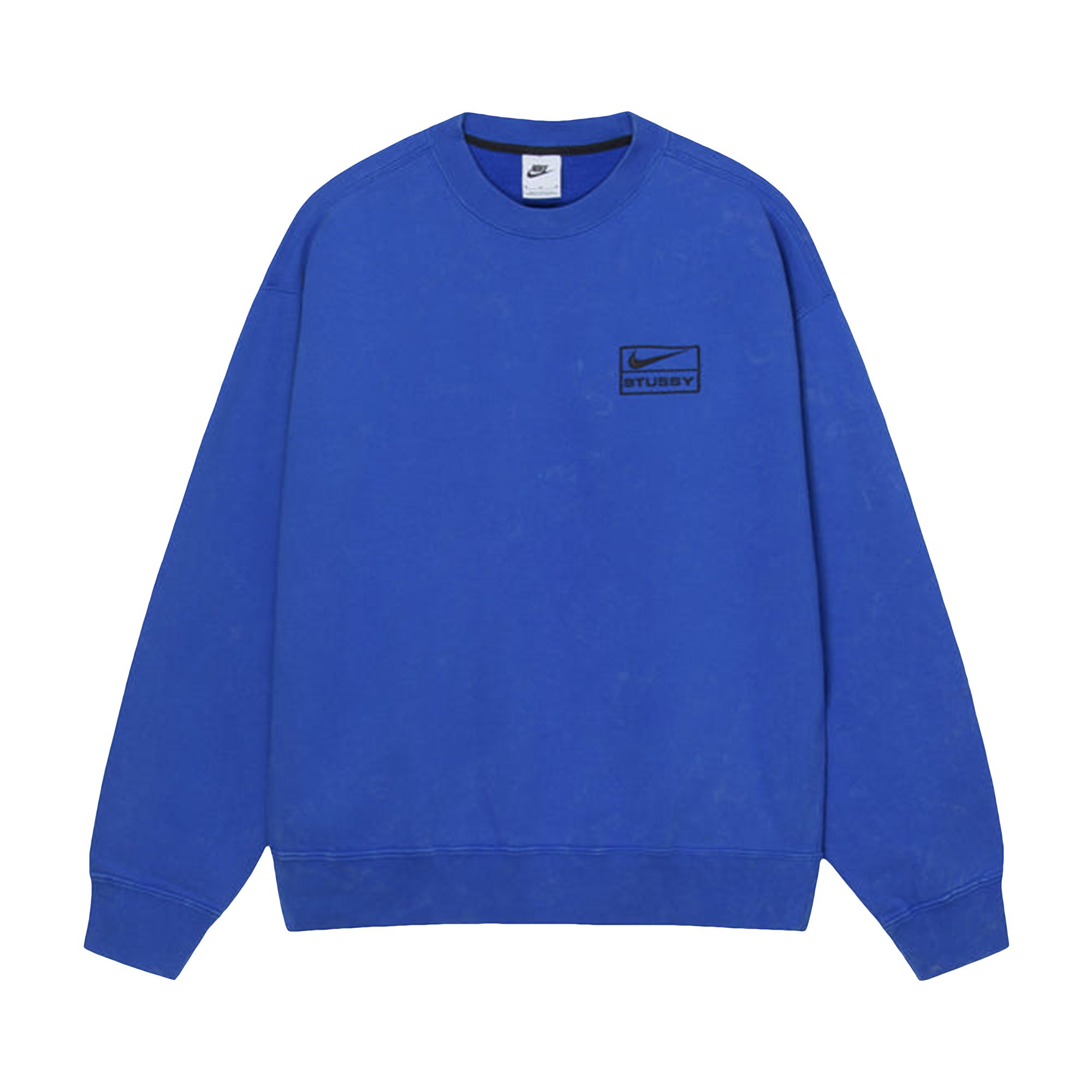 Pre-owned Stussy X Nike Acid Wash Fleece Crew 'blue'