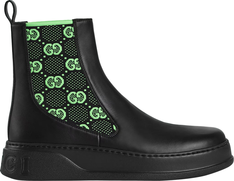 Gucci Boot 'GG Jersey - Black Neon Green'