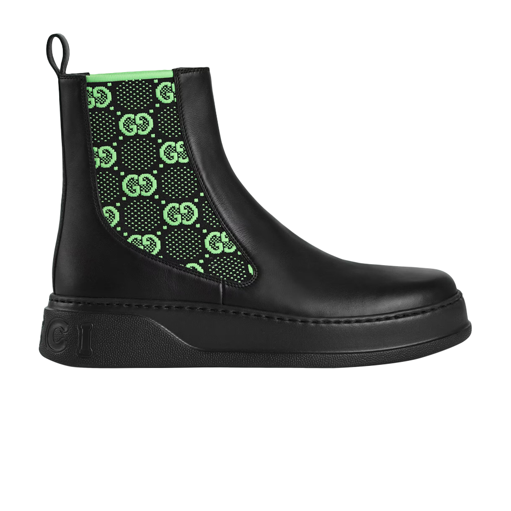 Pre-owned Gucci Boot 'gg Jersey - Black Neon Green'