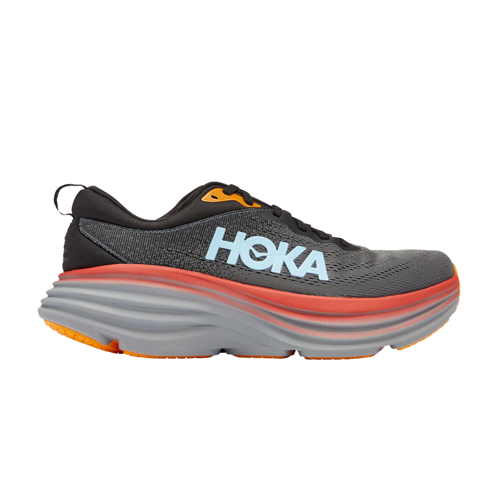 Pre-owned Hoka One One Bondi 8 'anthracite Blue Red' In Grey