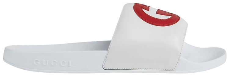 Gucci Wmns Slide Interlocking G   White Red