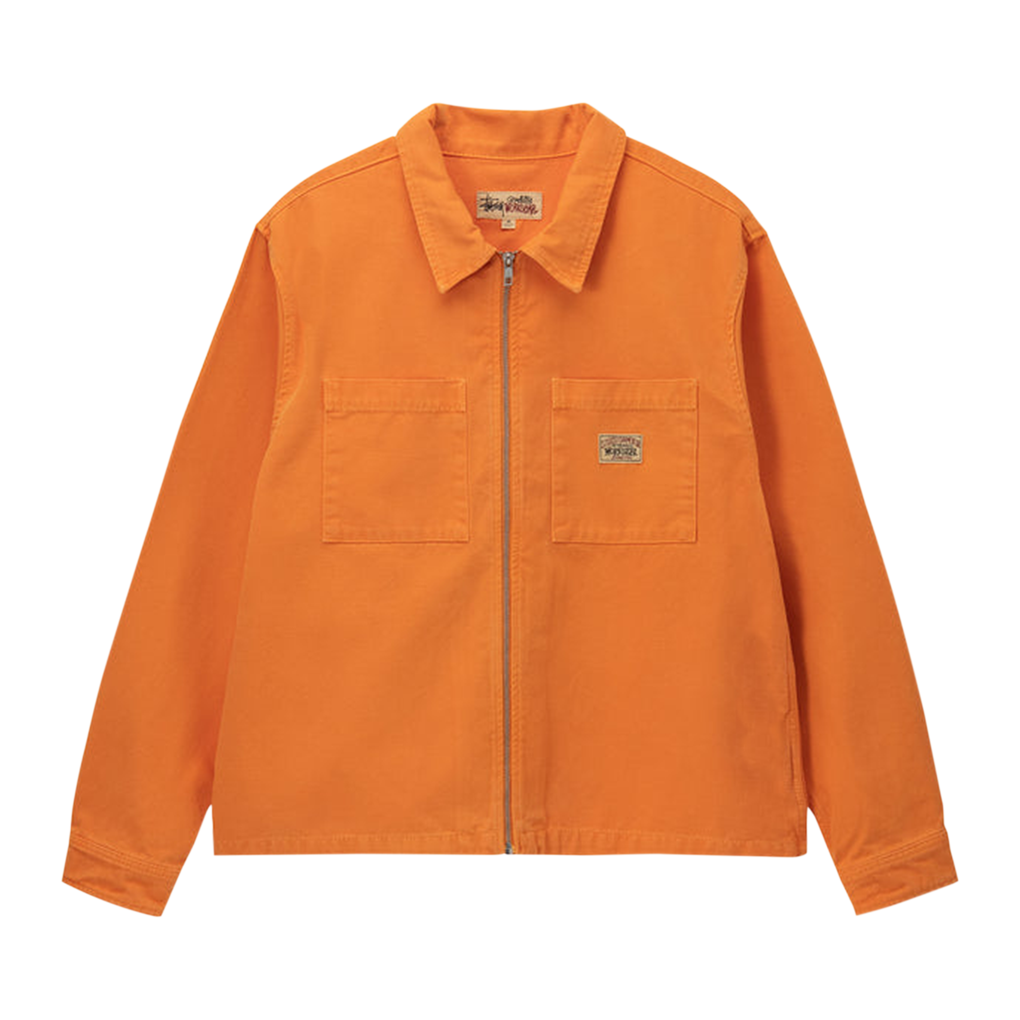 Pre-owned Stussy Washed Canvas Zip Shirt 'orange'