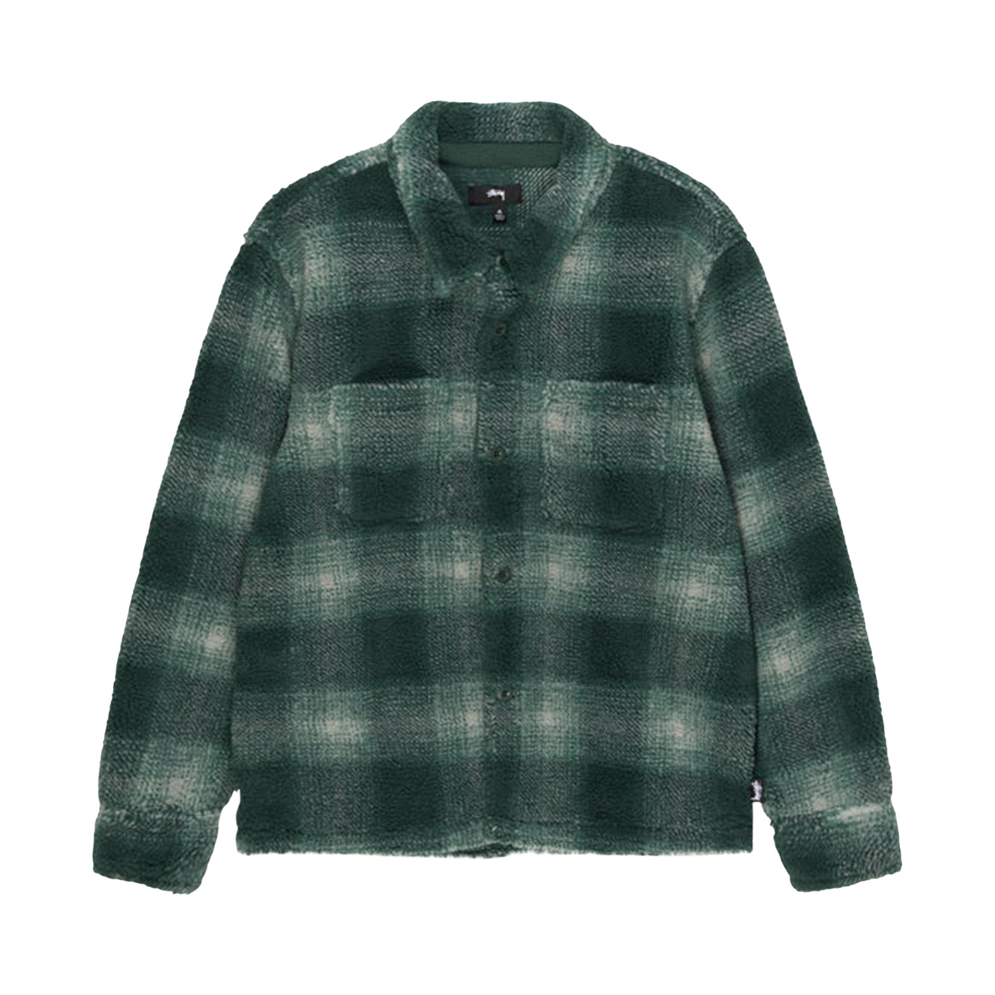 Stussy Plaid Sherpa Shirt 'Green' | Men's Size L