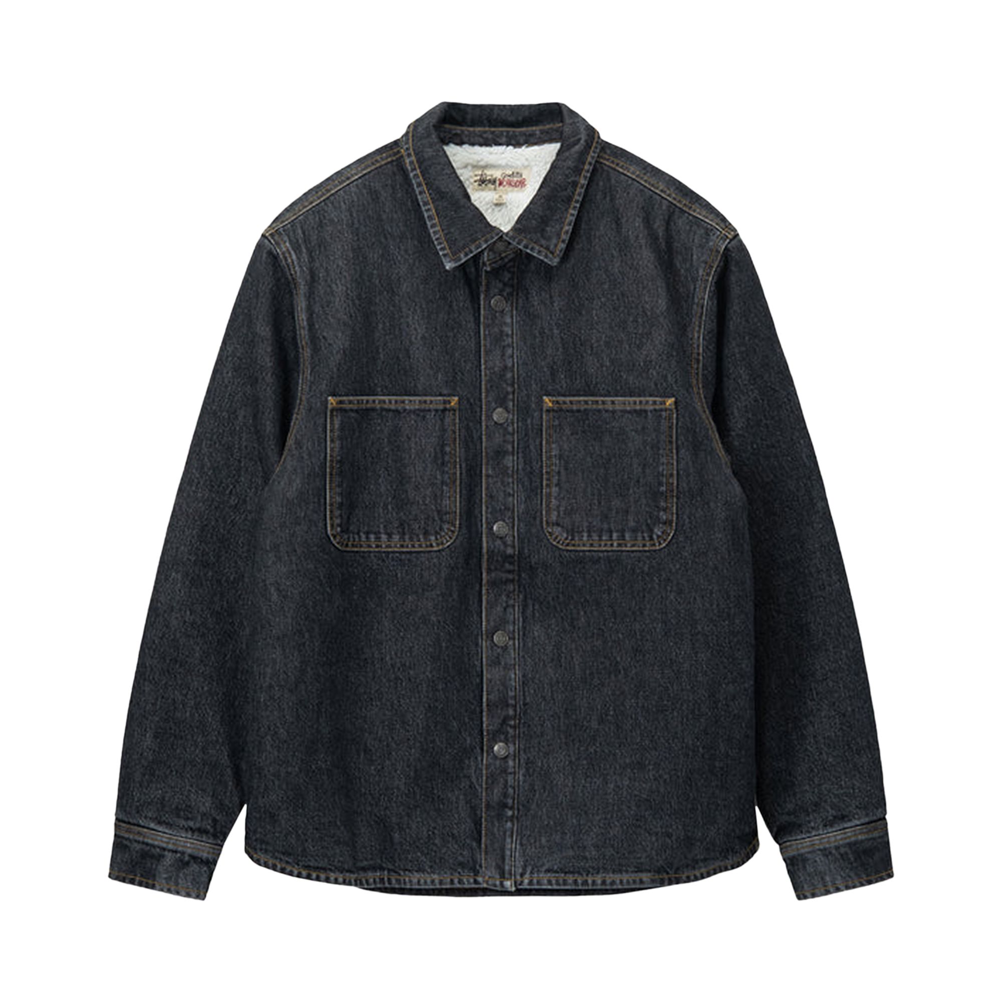 Pre-owned Stussy Sherpa Lined Denim Shirt 'black'