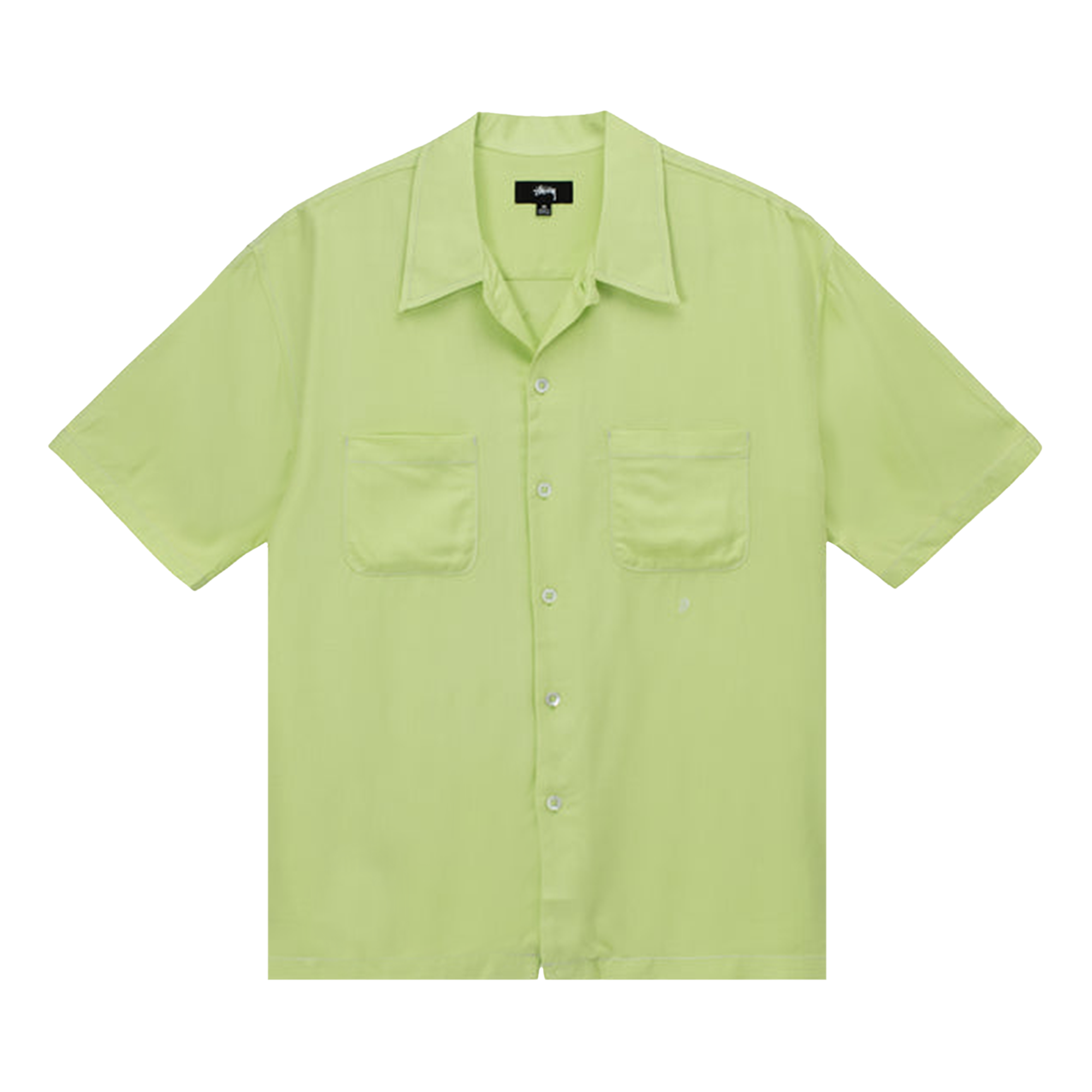 Pre-owned Stussy Contrast Pick Stitched Shirt 'lime' In Green