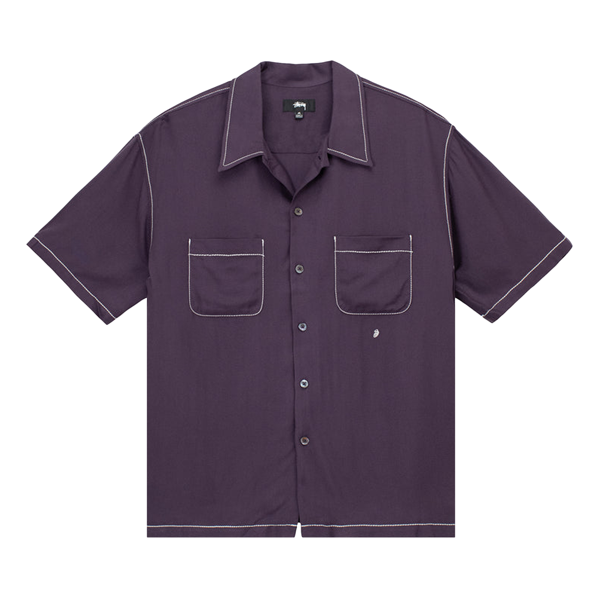 Pre-owned Stussy Contrast Pick Stitched Shirt 'plum' In Purple