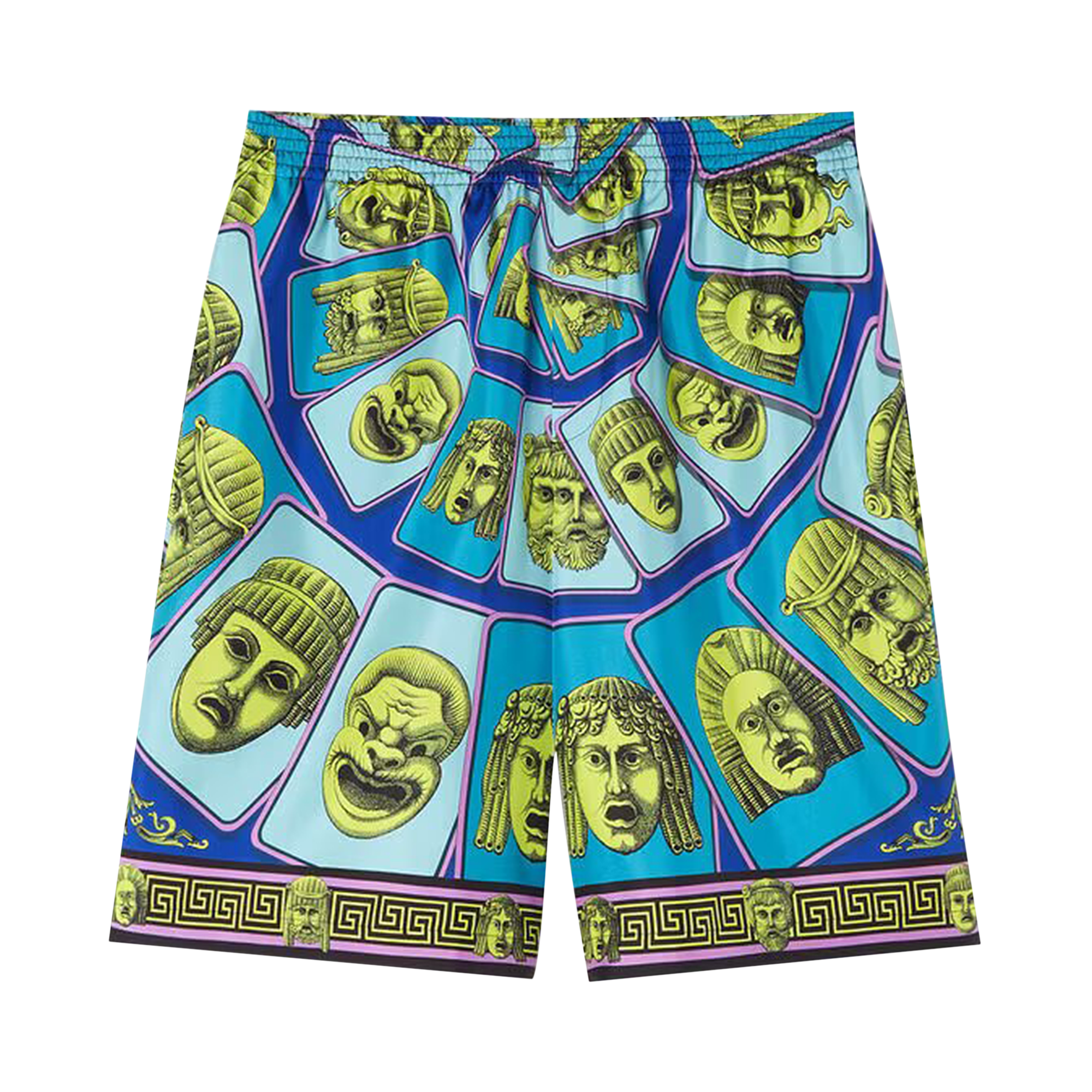 Pre-owned Versace Silk Shorts 'acid Green/teal'