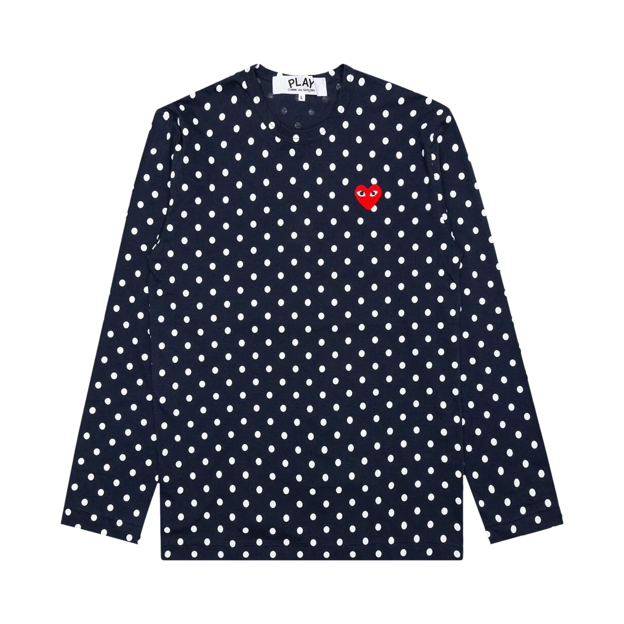 Pre-owned Comme Des Garçons Play Heart Polka Dot T-shirt 'navy/white' In Blue
