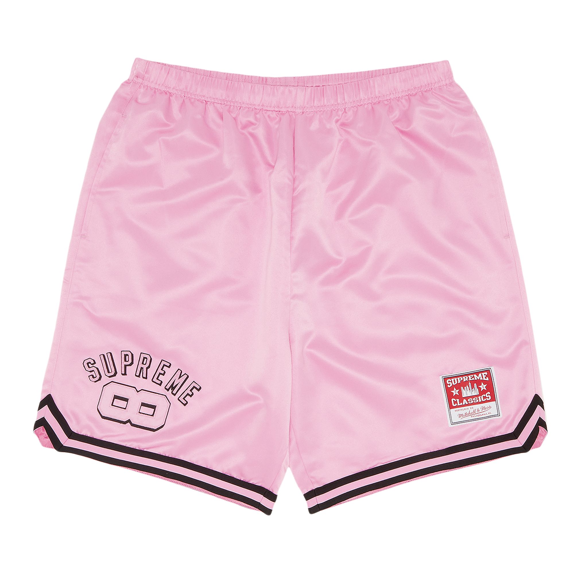 SUPREME SUPREME X MITCHELL & NESS SATIN BASKETBALL SHORT 'PINK'