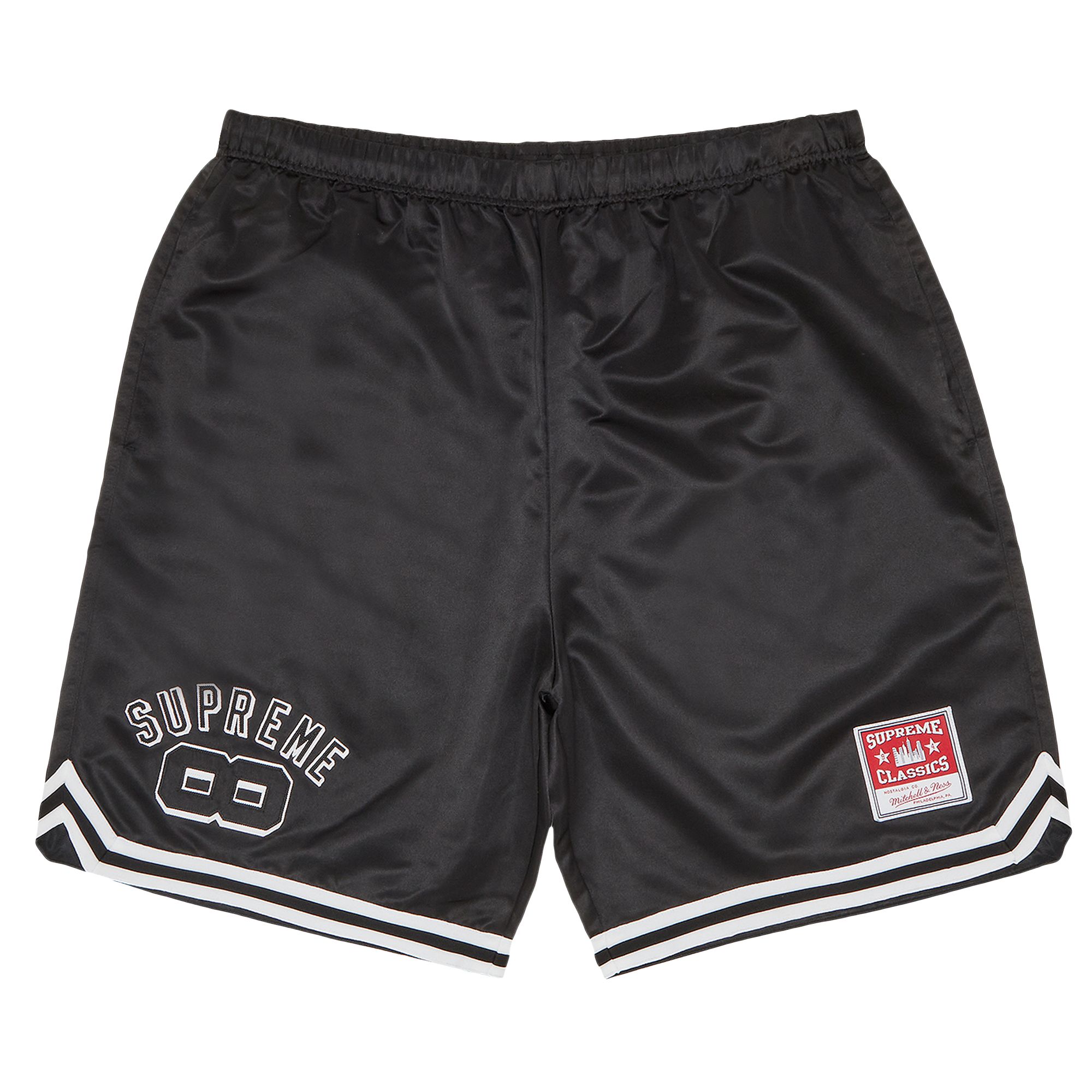 SUPREME SUPREME X MITCHELL & NESS SATIN BASKETBALL SHORT 'BLACK'