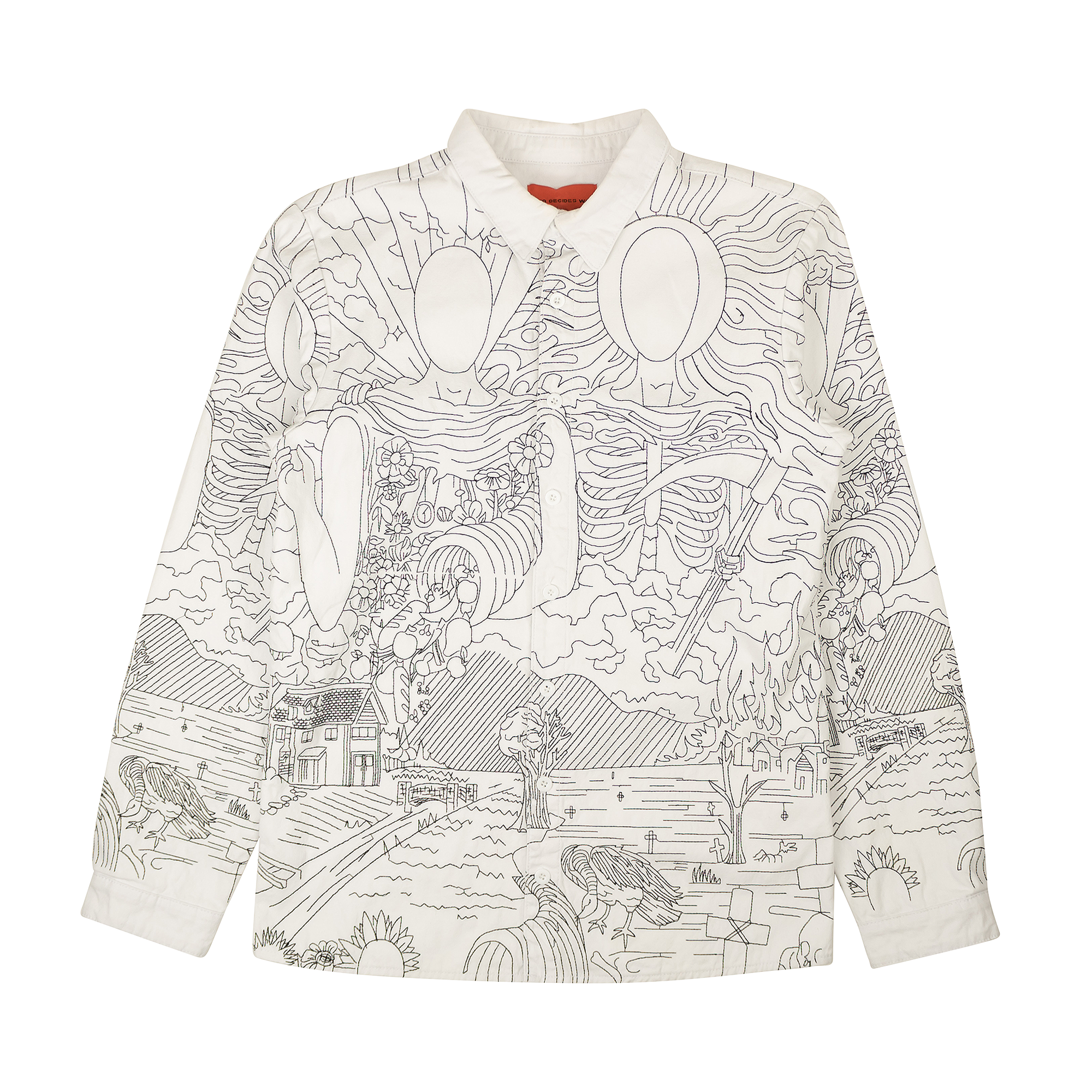 Pre-owned Who Decides War Cloud Duality Button Up Shirt 'white'