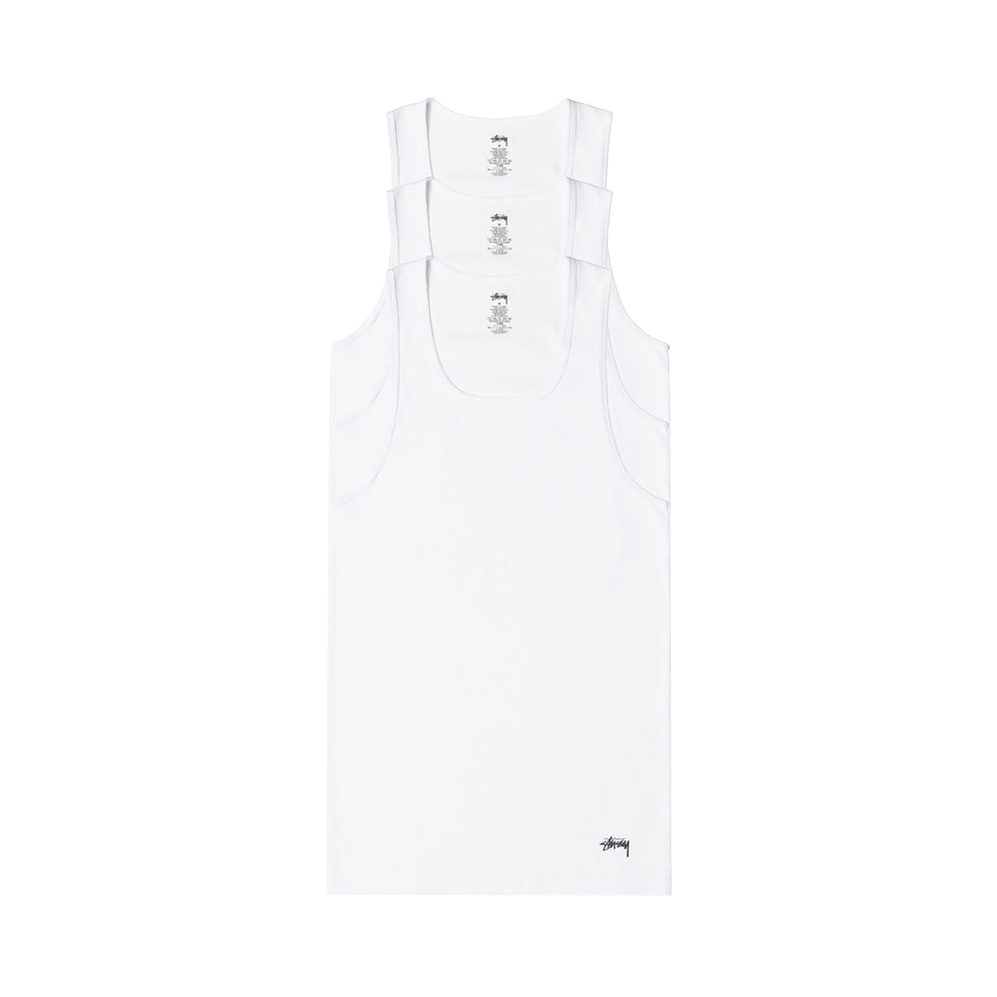 Pre-owned Stussy Ribbed Tank - 3 Pack 'white'
