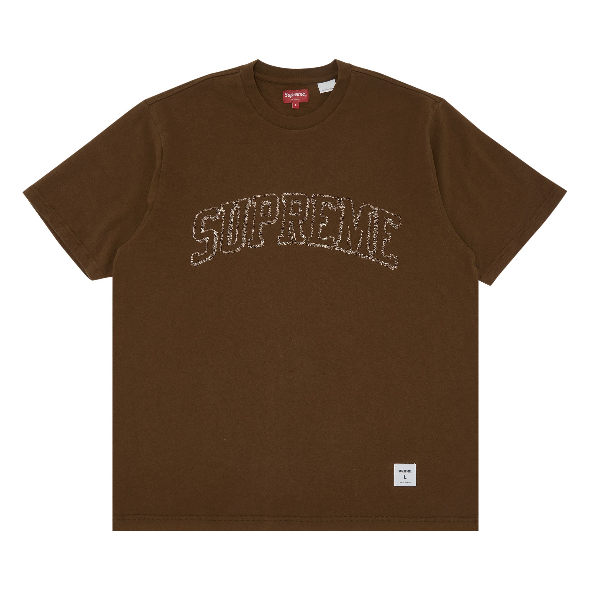 Supreme Sketch Embroidered Short-Sleeve Top 'Brown' | Men's Size S