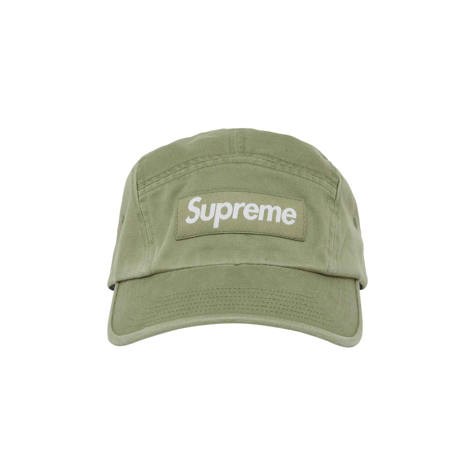 Pre-owned Supreme Washed Chino Twill Camp Cap 'olive' In Green