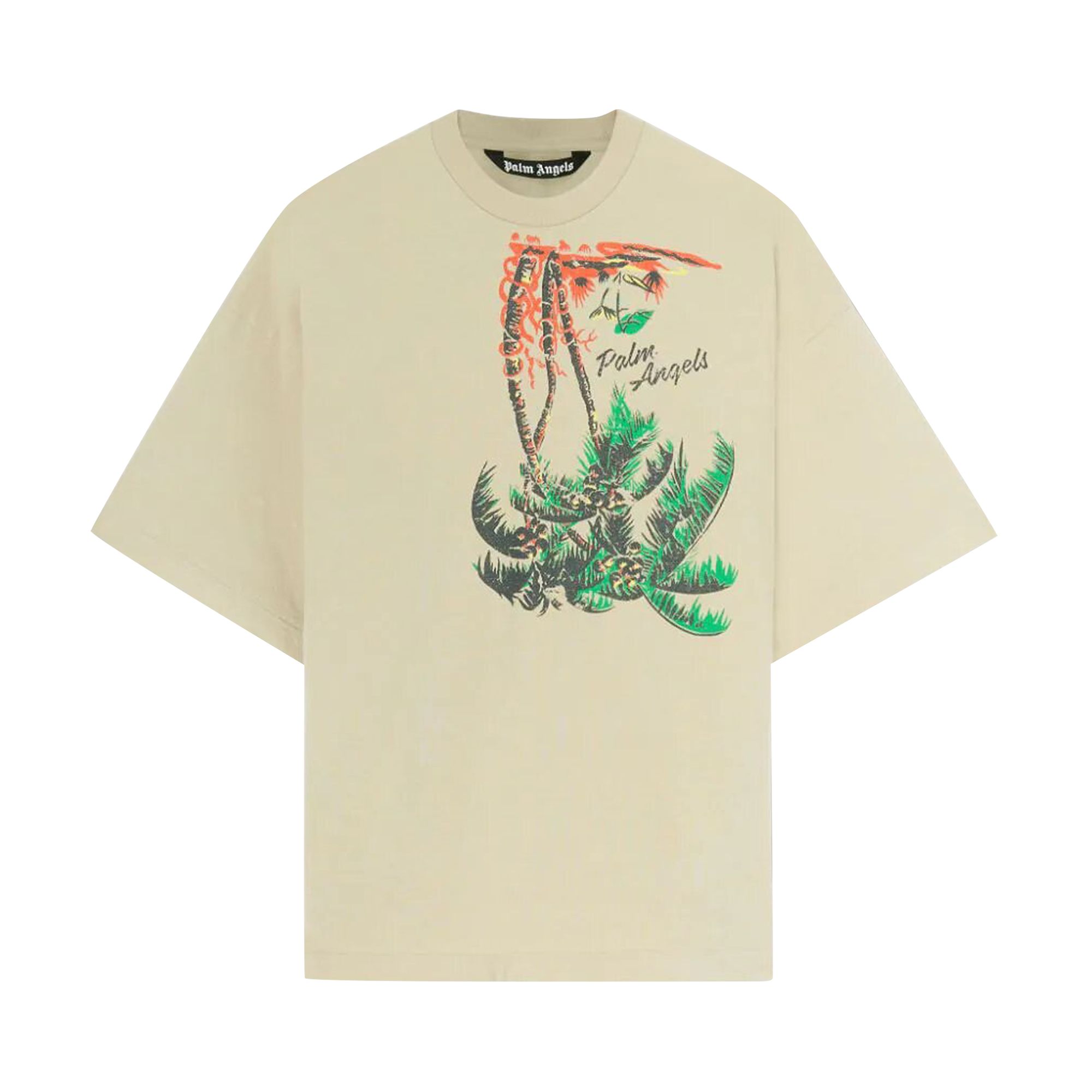 Pre-owned Palm Angels Upside Down Palm T-shirt 'beige' In Tan