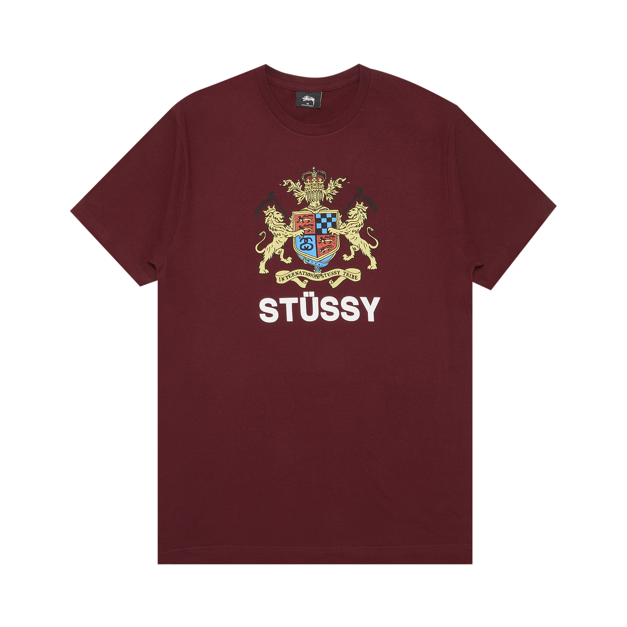 Pre-owned Stussy Lion Crest Tee 'wine' In Red