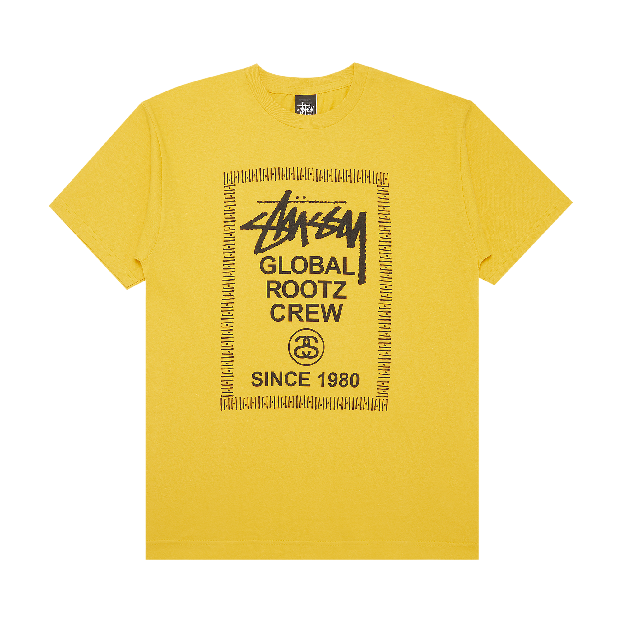 Pre-owned Stussy Global Rootz Crew Since 1980 Tee 'mustard' In Yellow
