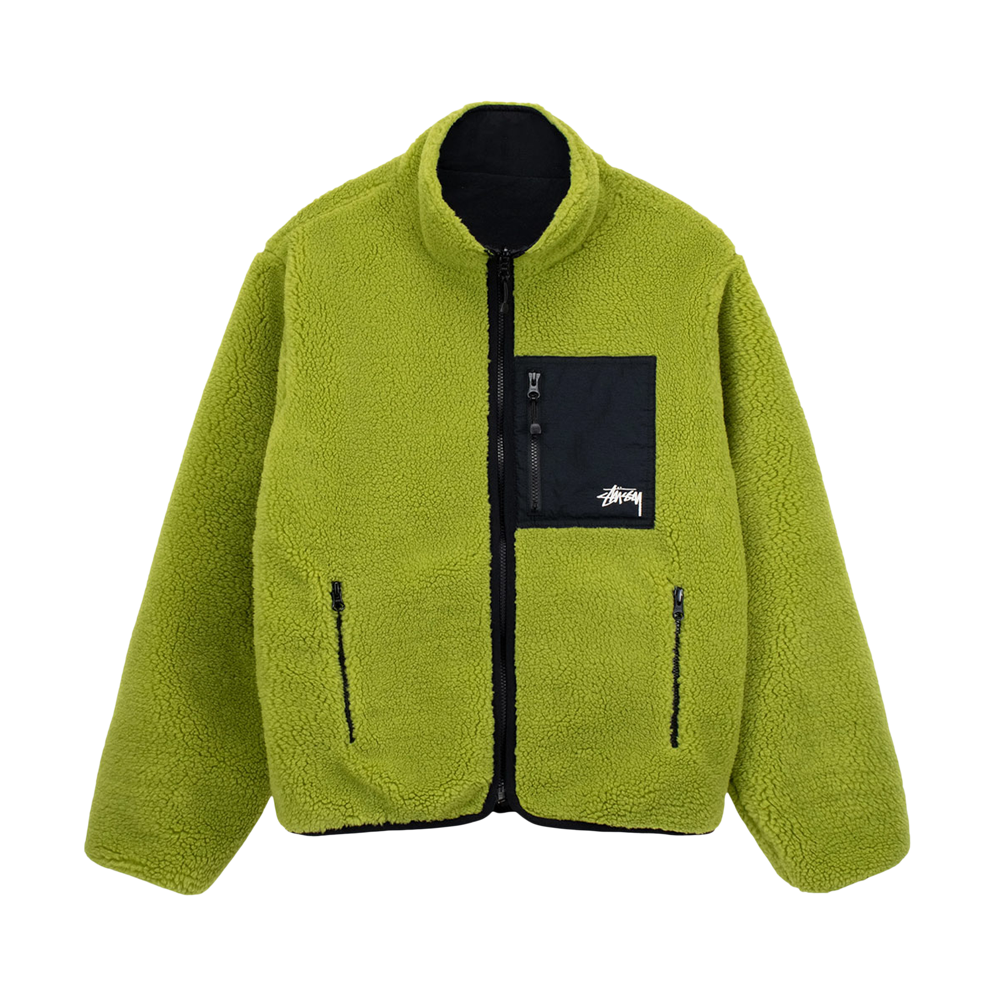 Pre-owned Stussy Sherpa Reversible Jacket 'moss Green'