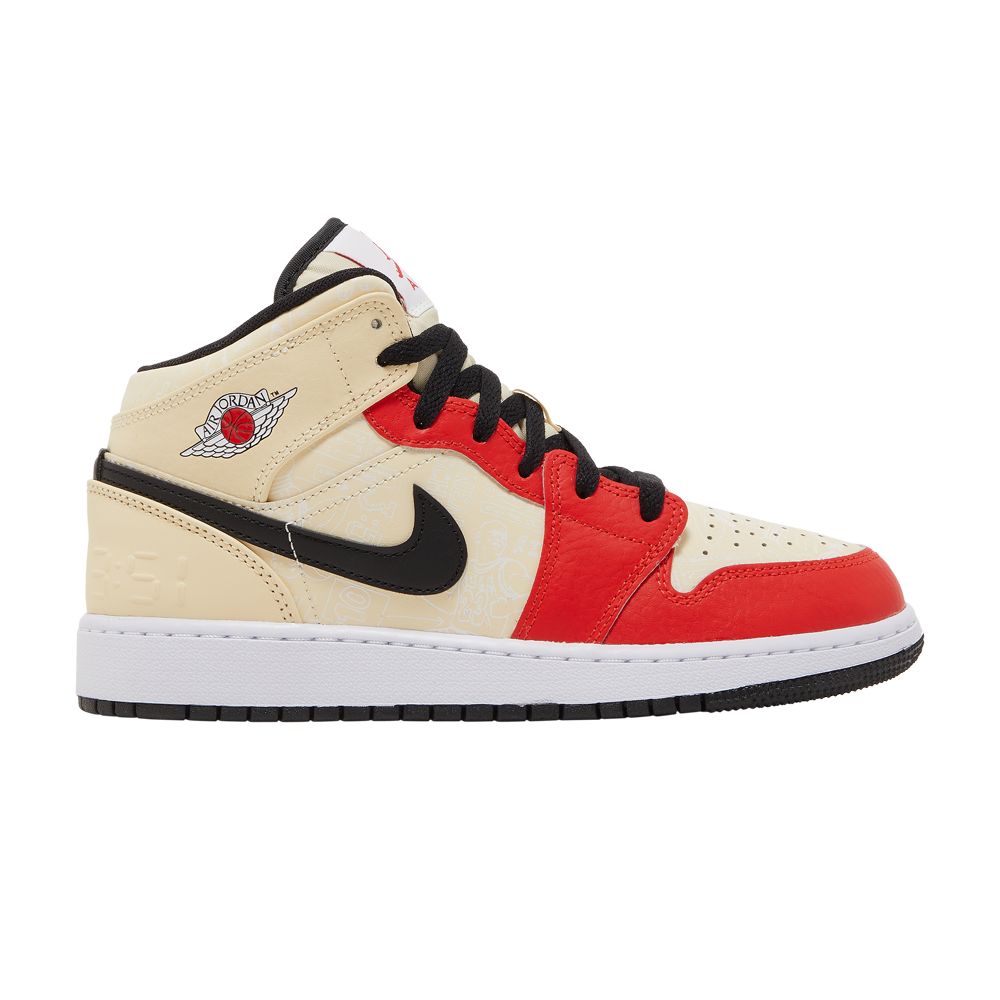 Pre-owned Air Jordan 1 Mid Ss Gs 'dunk Contest' | Cream | Kid's Size 3.5