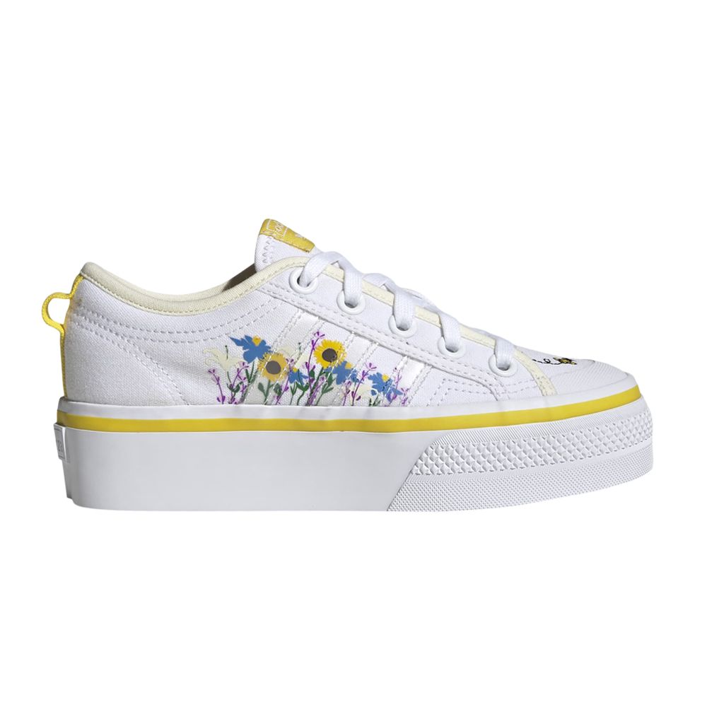 Pre-owned Adidas Originals Adidas Nizza Platform Big Kid 'save The Bees' | White | Kid's Size 6