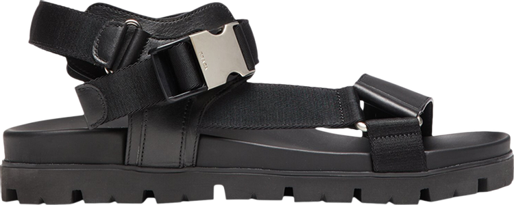 Prada Sporty Leather and Nylon Tape Sandal 'Black'