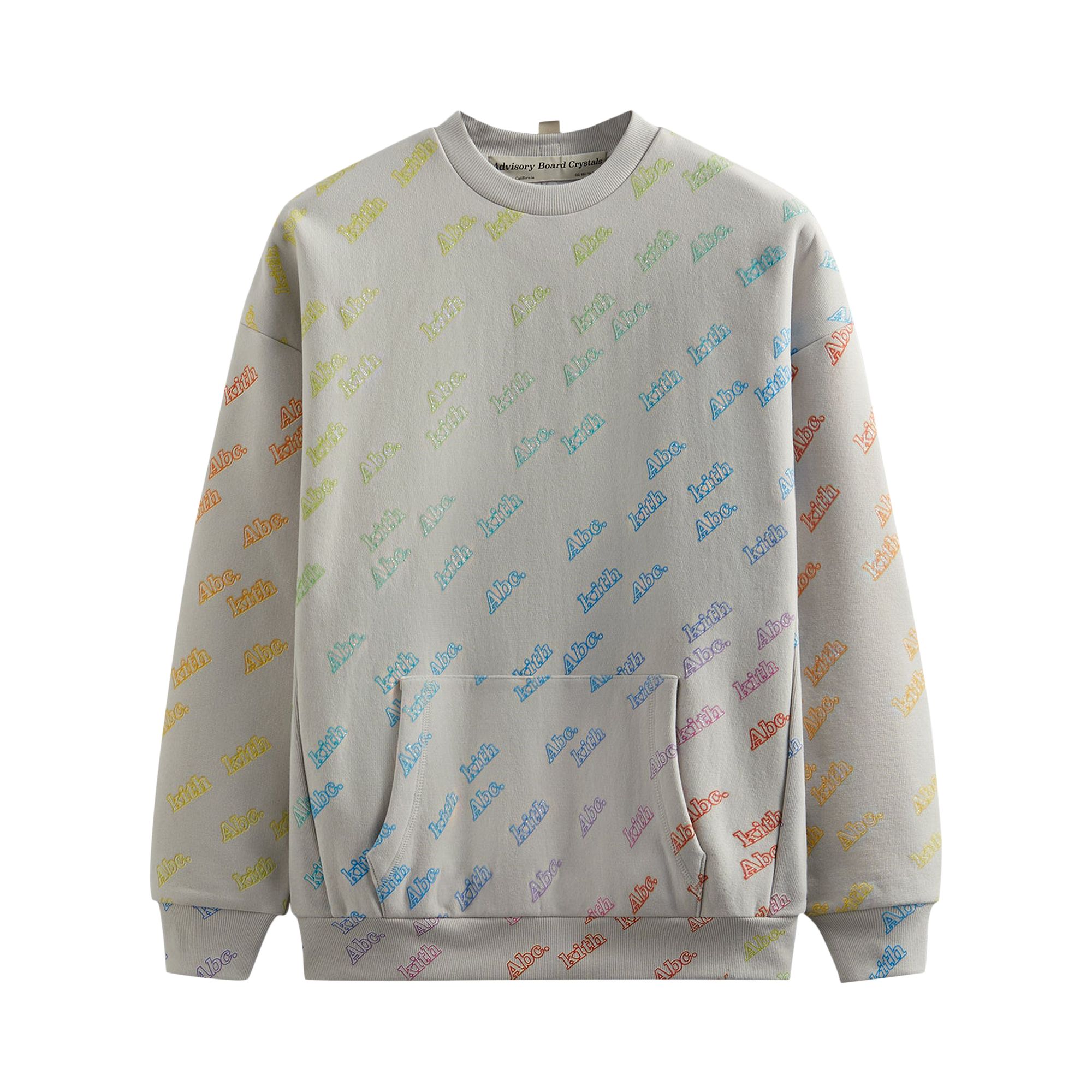 Pre-owned Kith For Advisory Board Crystals Rainbow Print Crewneck 'grey' | Men's Size S