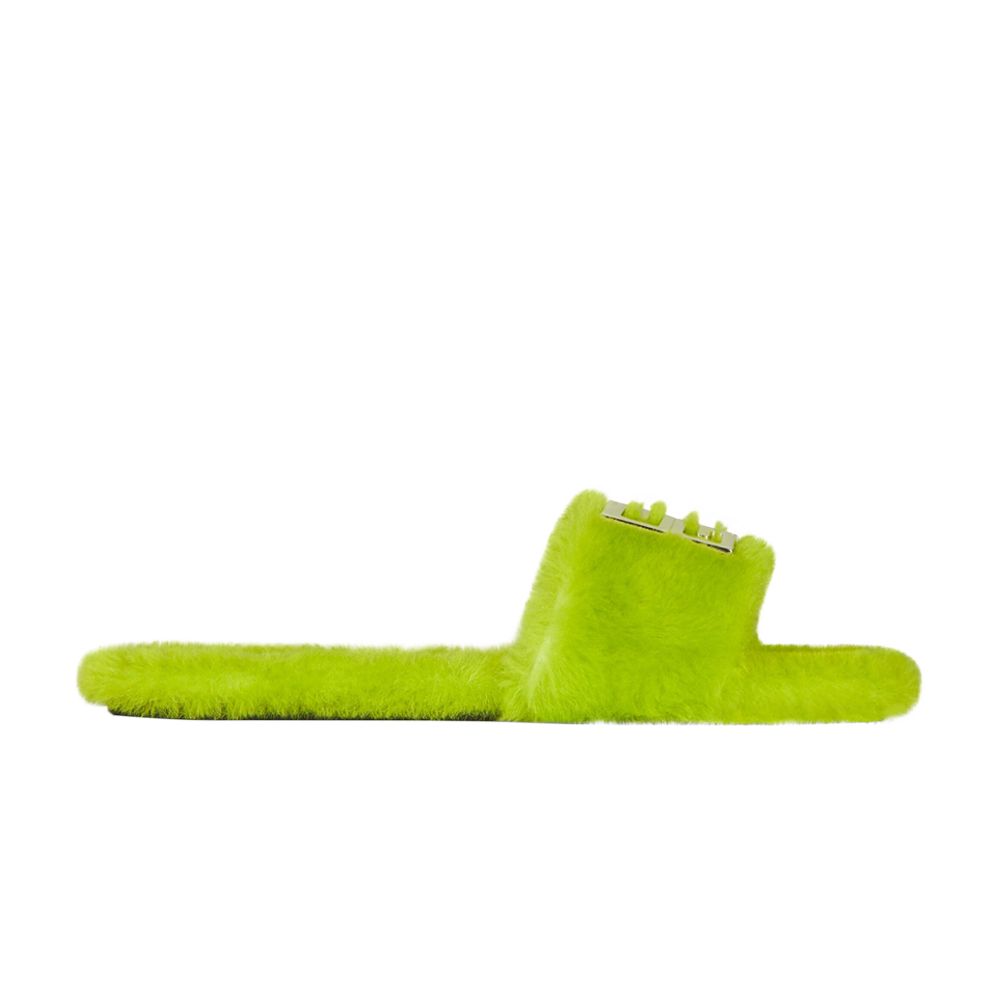 Pre-owned Givenchy Wmns 4g Flat Mule 'citrus Green Shearling' | Women's Size 37