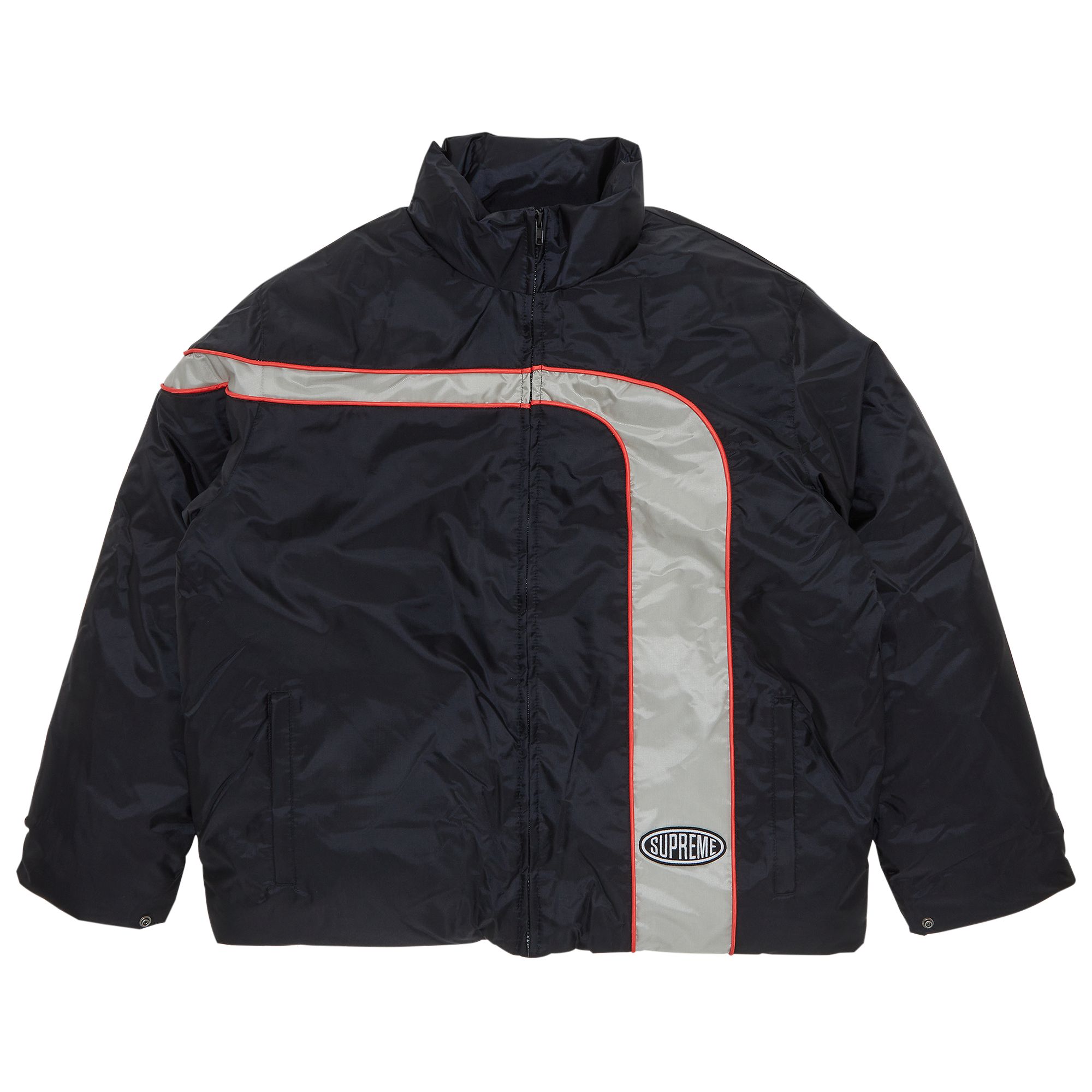 Pre-owned Supreme Stripe Puffer Jacket 'black'