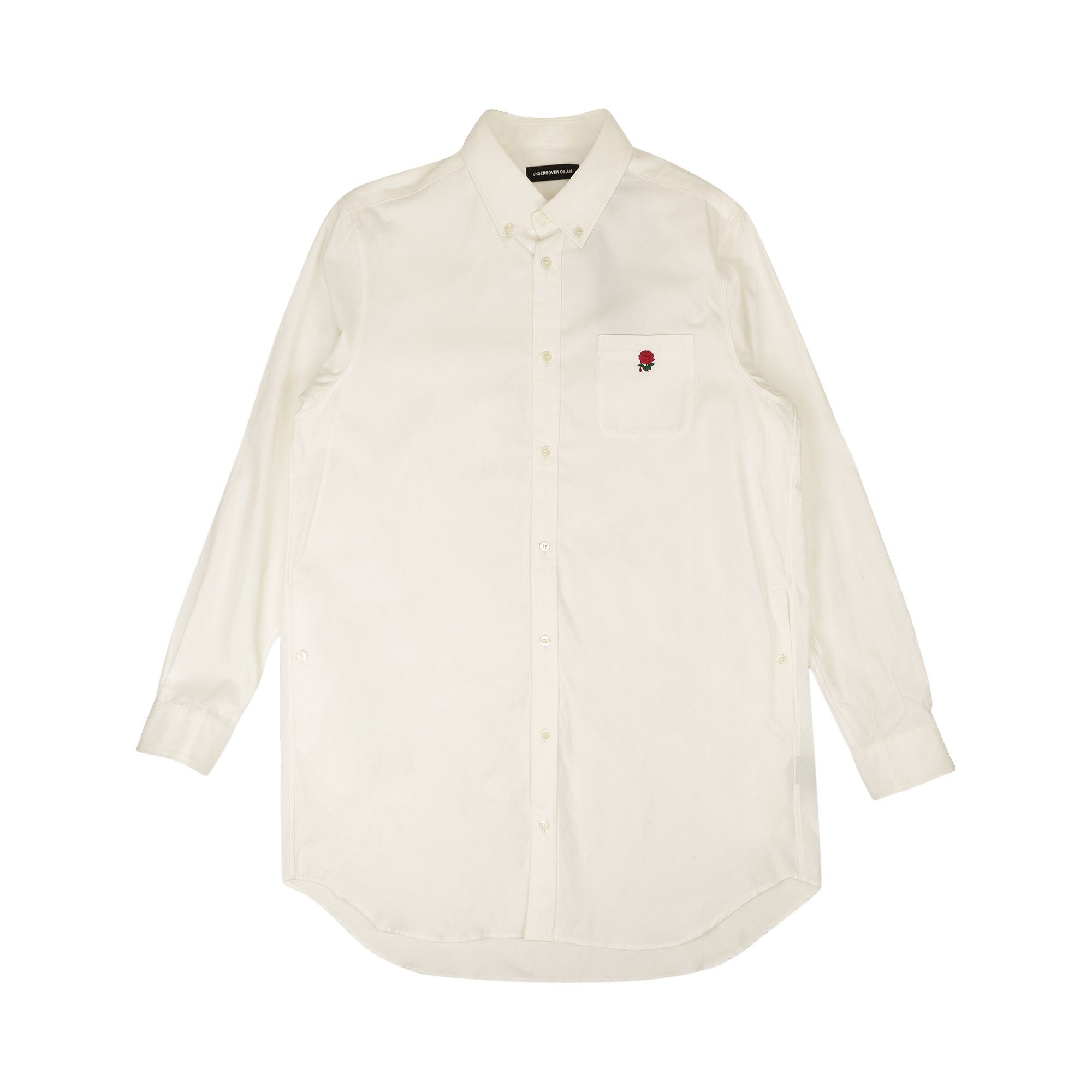 Pre-owned Undercover Long Rose Appliqué Embroidered Oxford Shirt 'white' | Men's Size 2