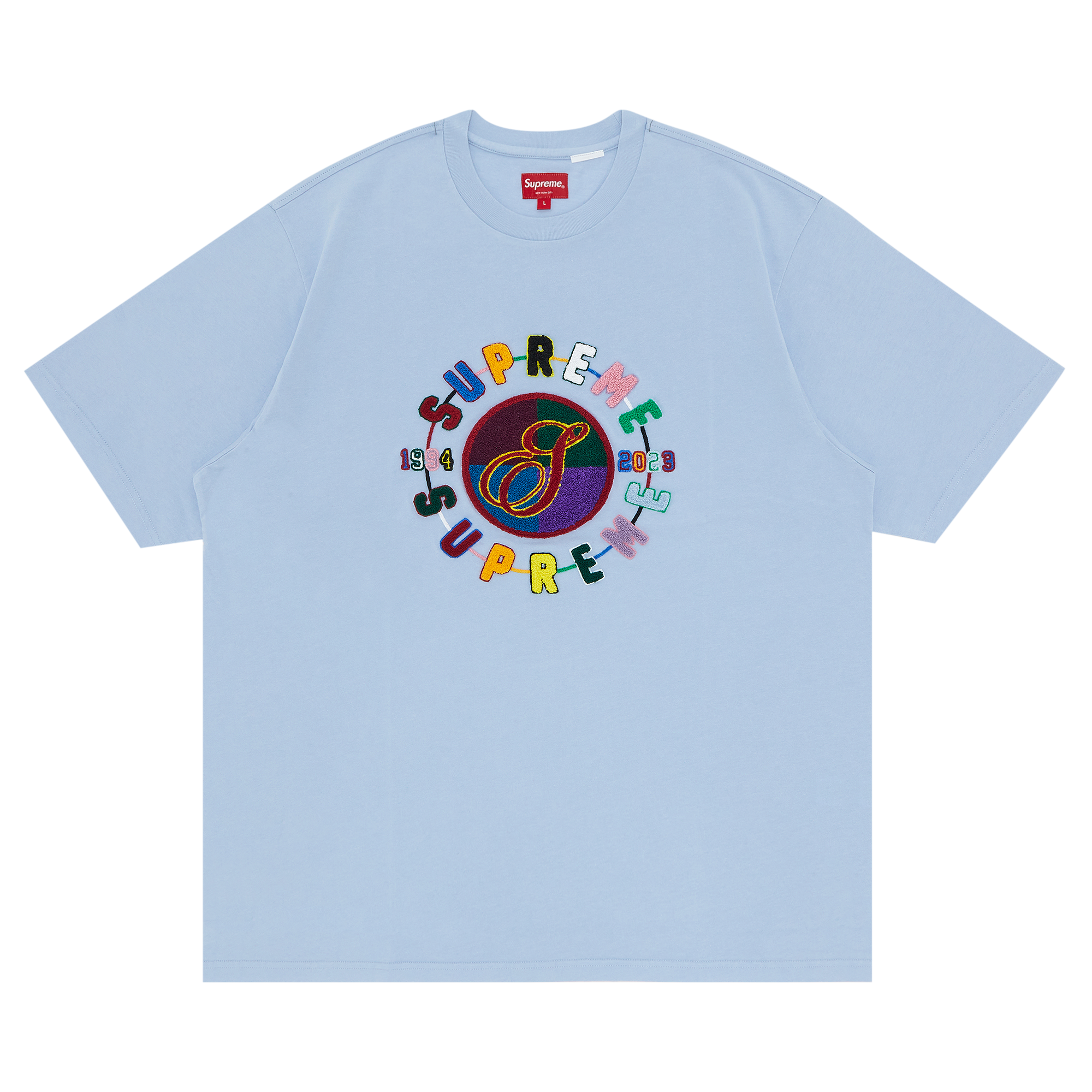 Pre-owned Supreme Chenille Crest Short-sleeve Top 'light Blue'
