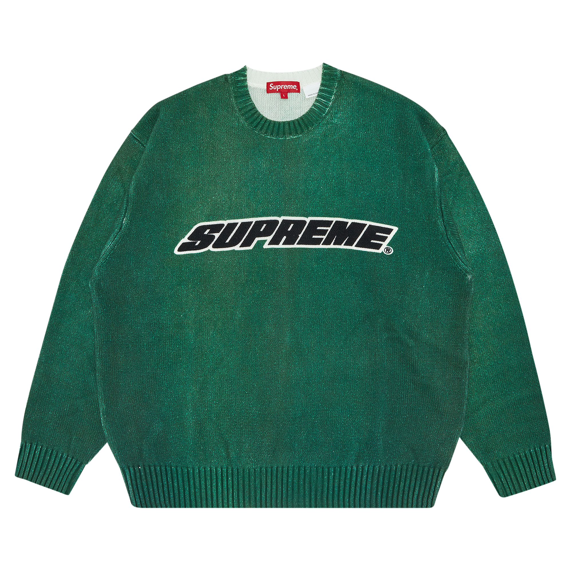 Pre owned Printed Washed Sweater 'olive' In Green