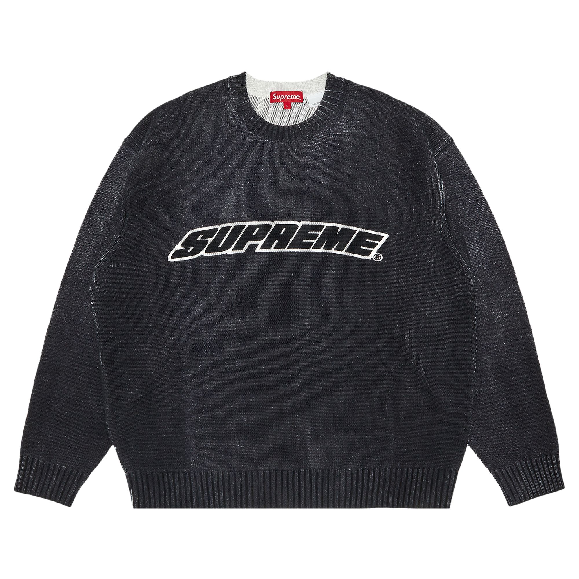 Supreme Printed Washed Sweater 'Black' | Men's Size XL