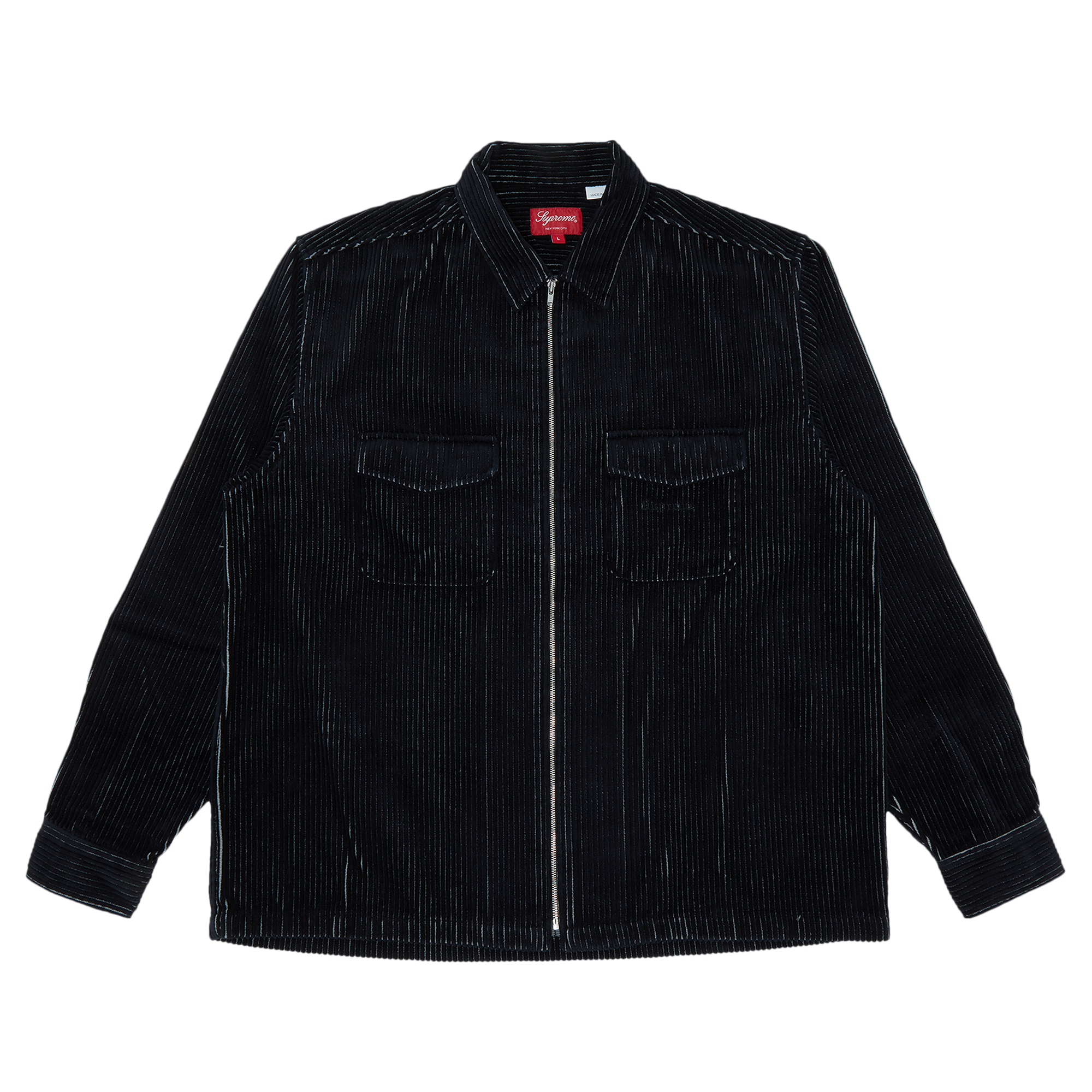 Pre-owned Supreme 2-tone Corduroy Zip Up Shirt 'black'