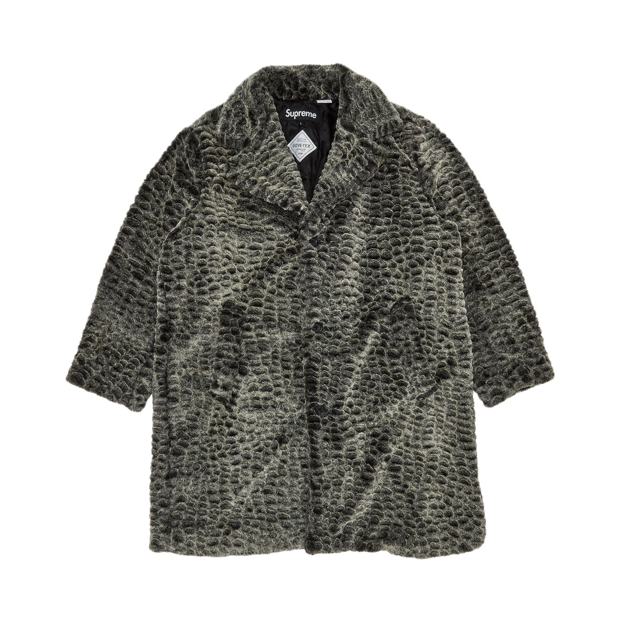 Pre-owned Supreme Croc Faux Fur Overcoat 'black'