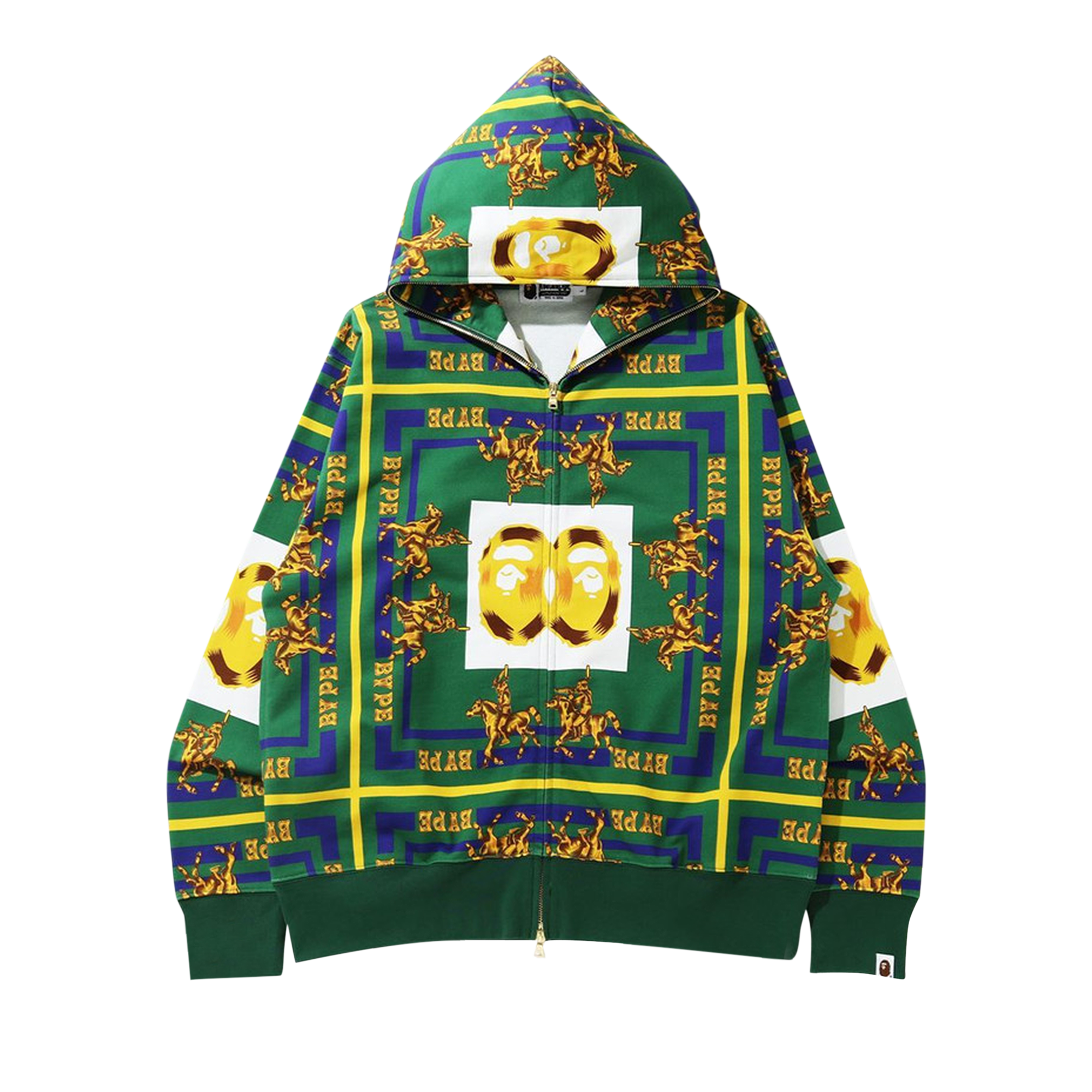 Pre-owned Bape Double Ape Head Relaxed Full Zip Hoodie 'green'