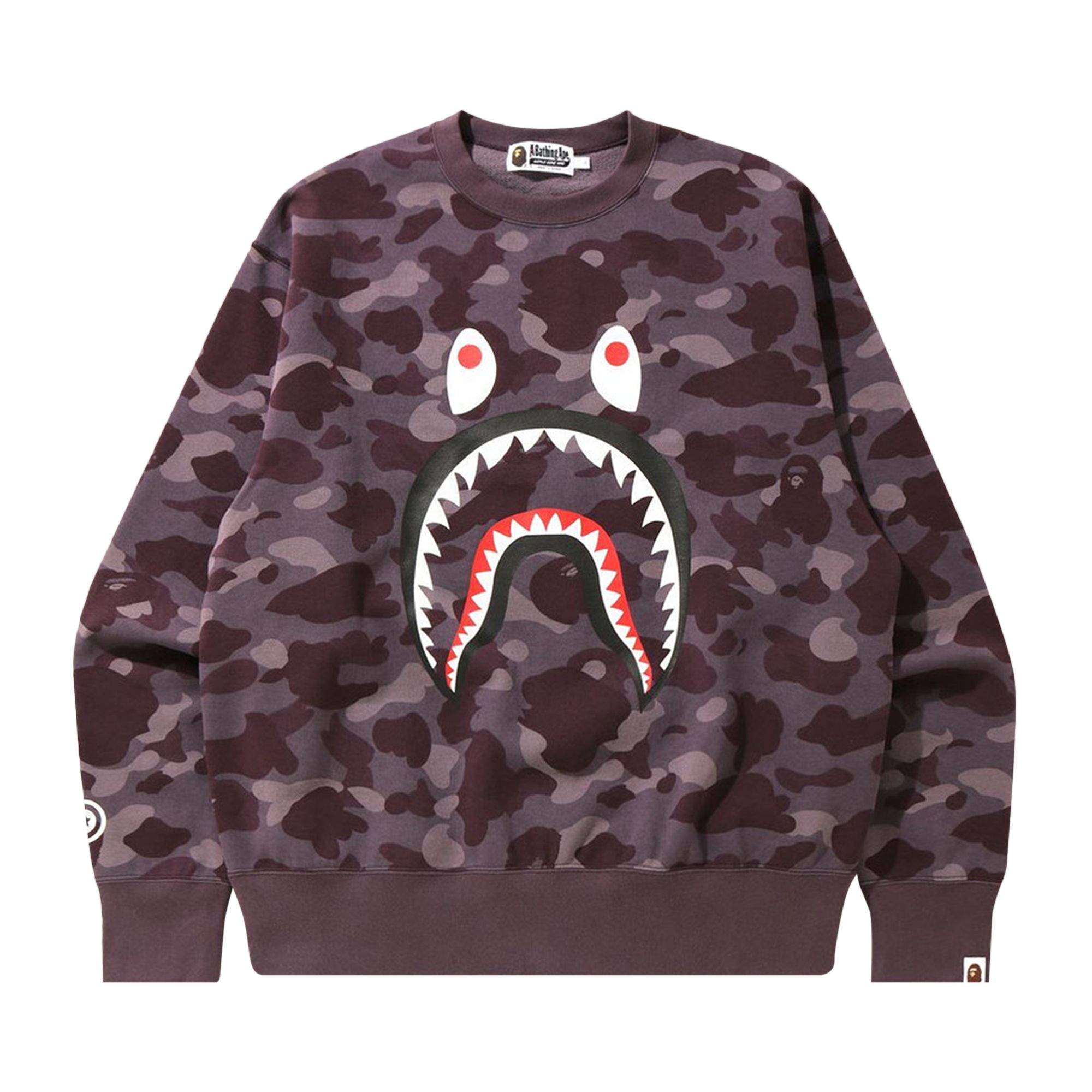 BAPE Color Camo Shark Relaxed Fit Crewneck 'Burgundy' | Red | Men's Size L