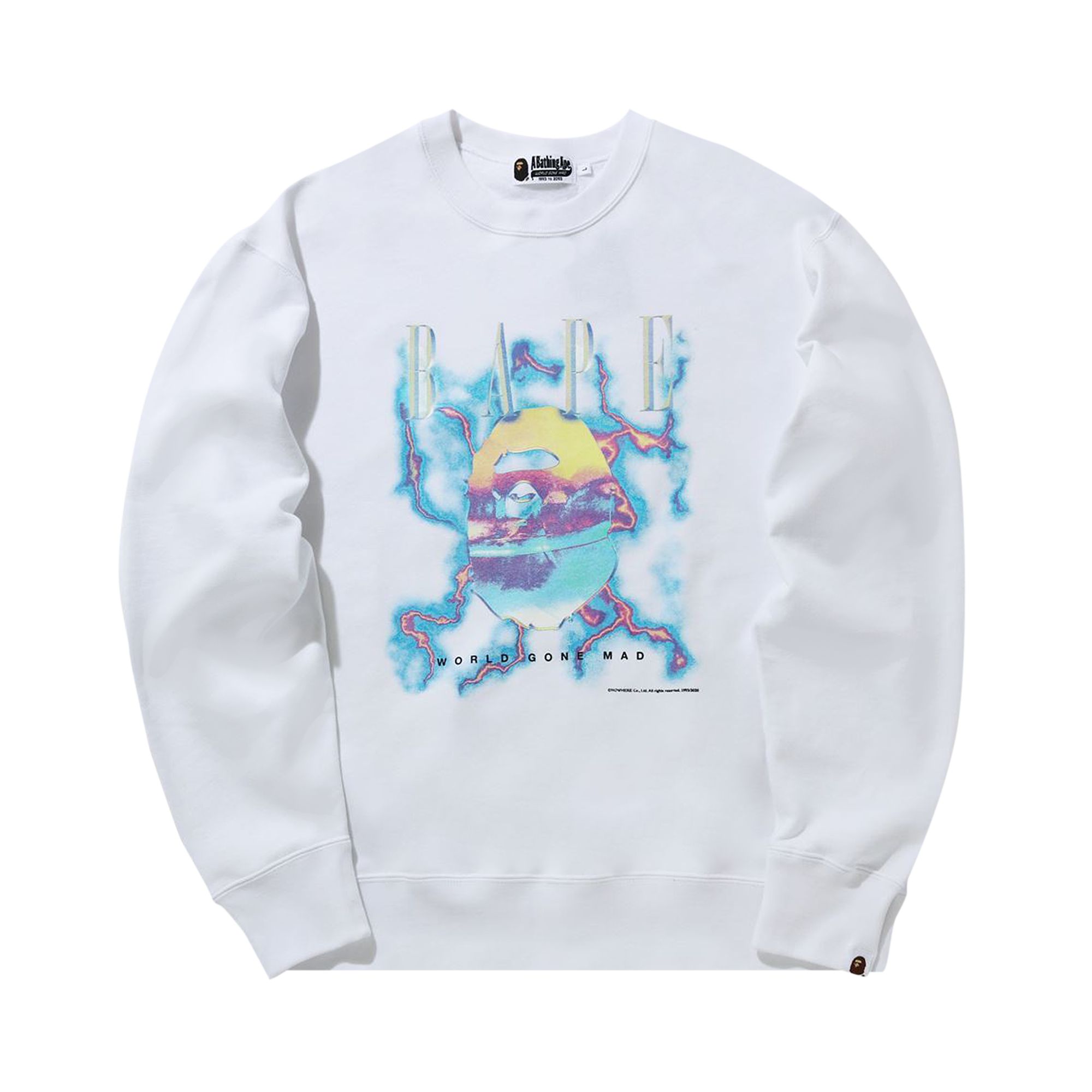 Pre-owned Bape Lighting Relaxed Crewneck 'white' | Men's Size Xl