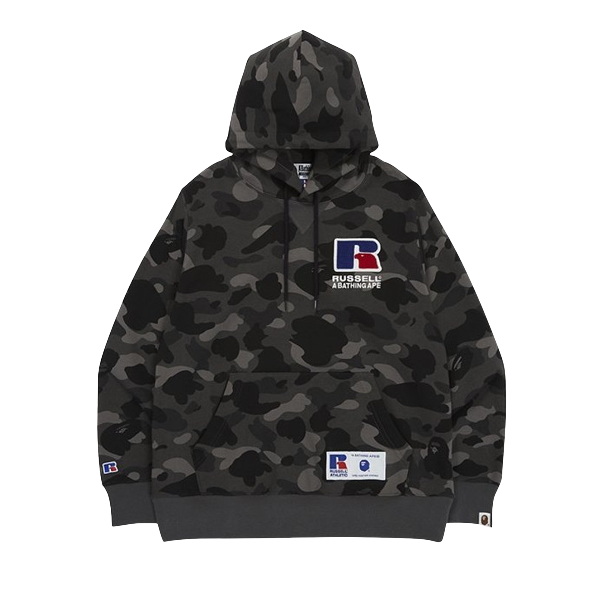 Pre-owned Bape X Russell Color Camo College Hoodie 'black'