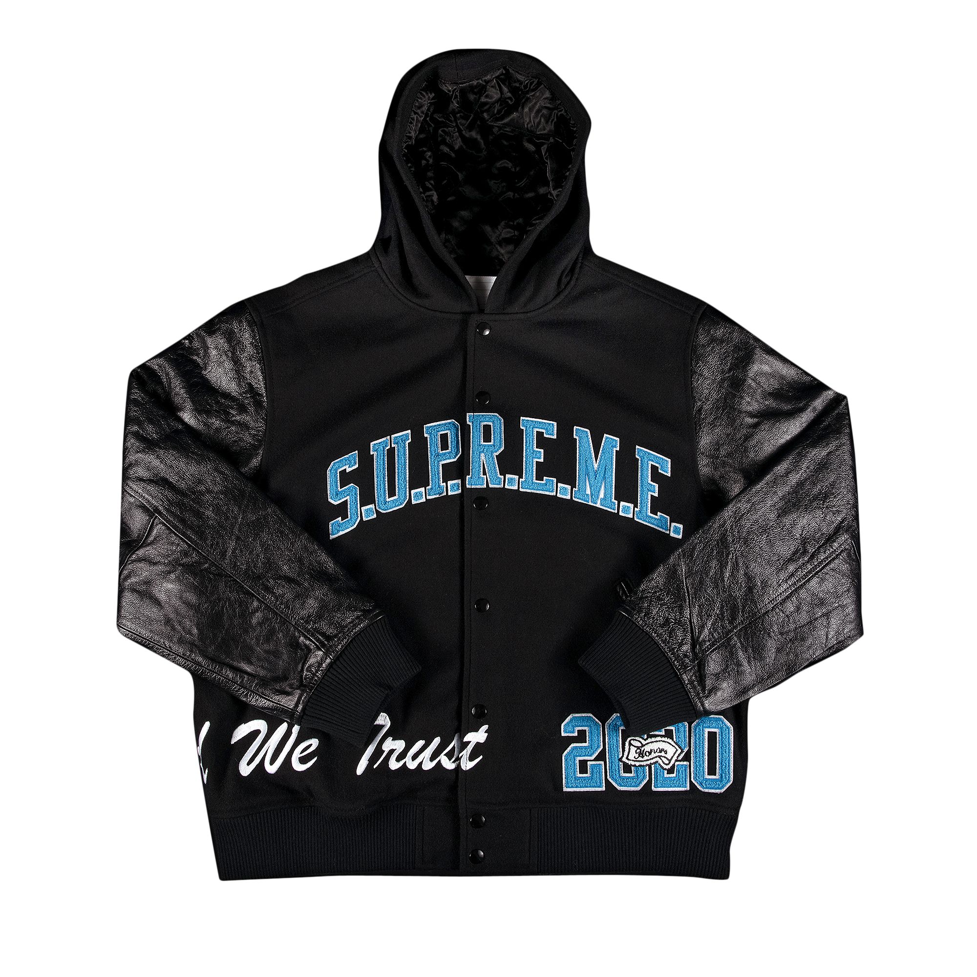 Supreme King Hooded Varsity Jacket 'Black' | Men's Size L