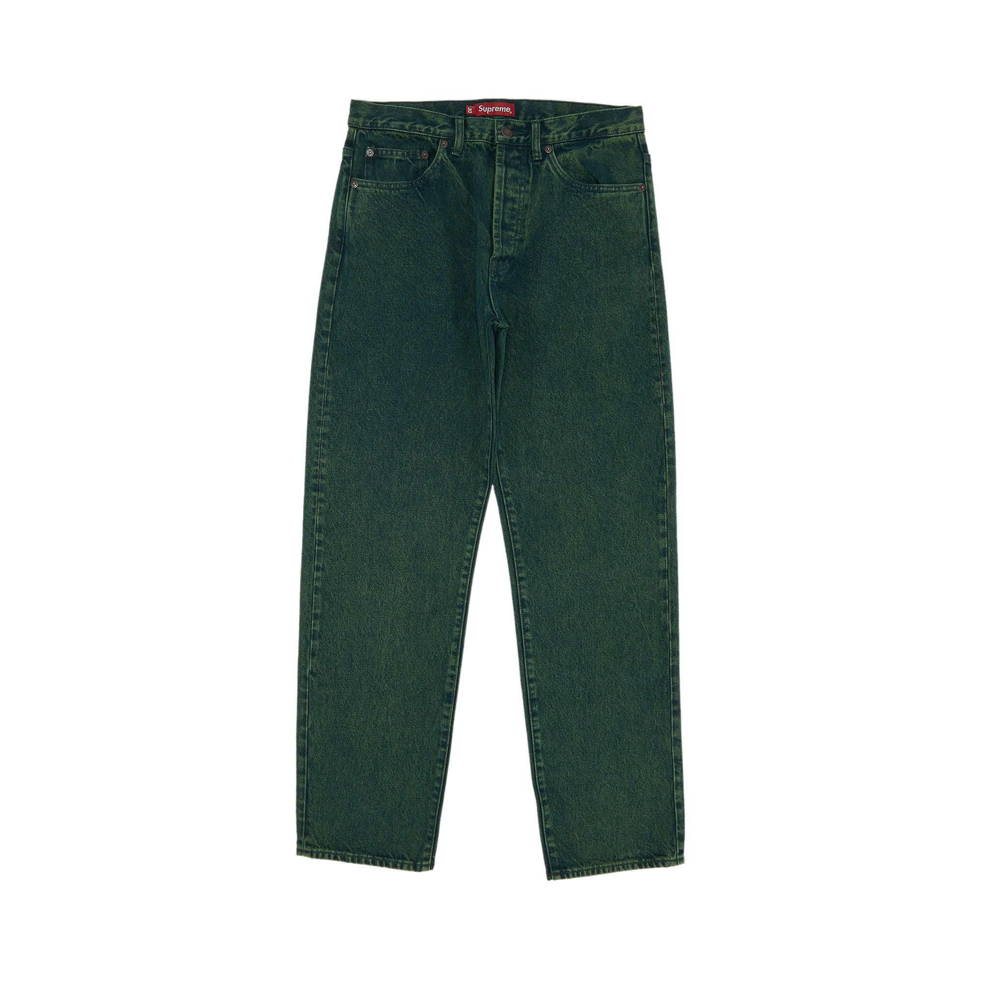 Pre-owned Supreme Regular Jean 'overdyed Green' | Men's Size 32