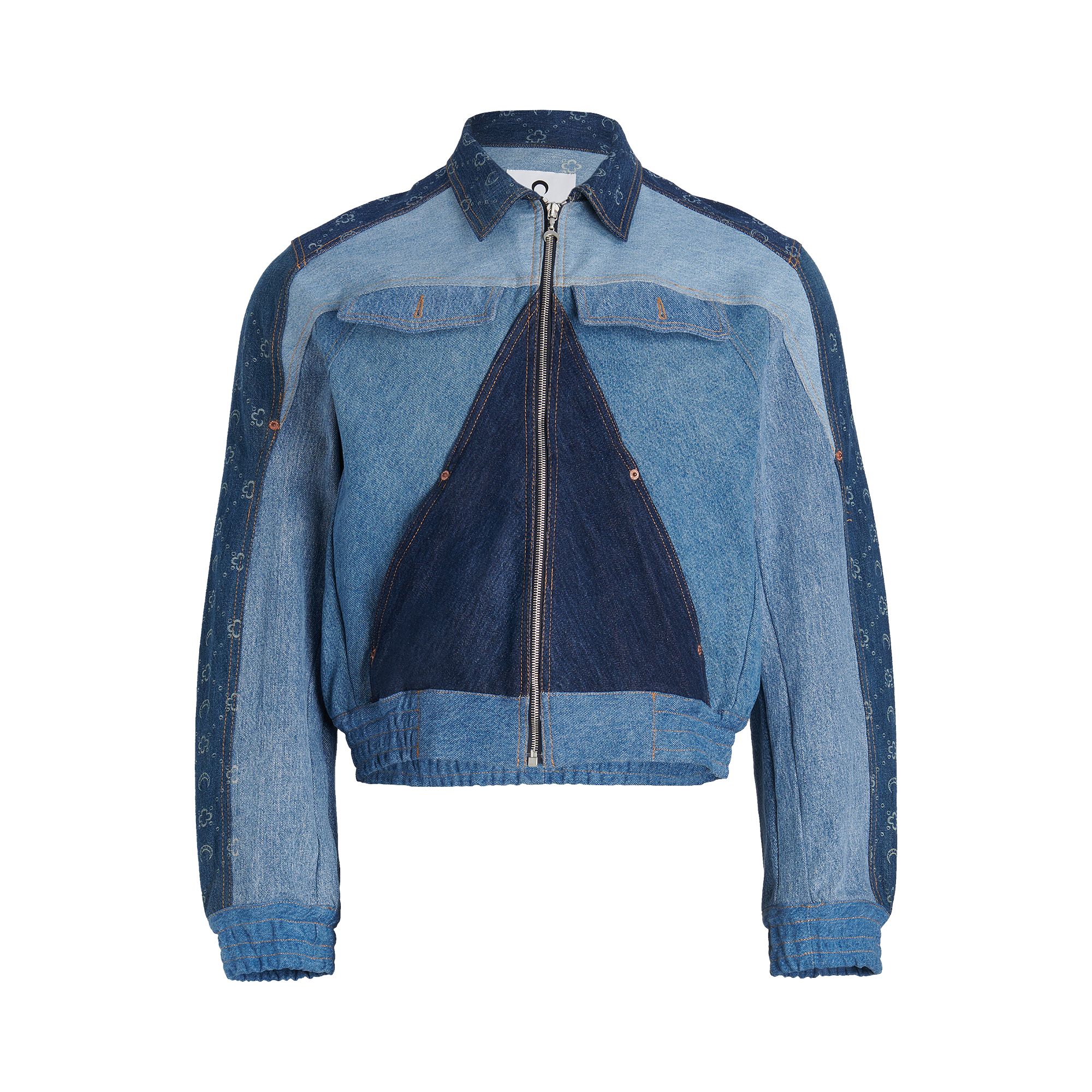 Pre-owned Marine Serre Regenerated Denim Moonogram Working Jacket 'medium Dark Blue Moonogram' | Men's Size 52