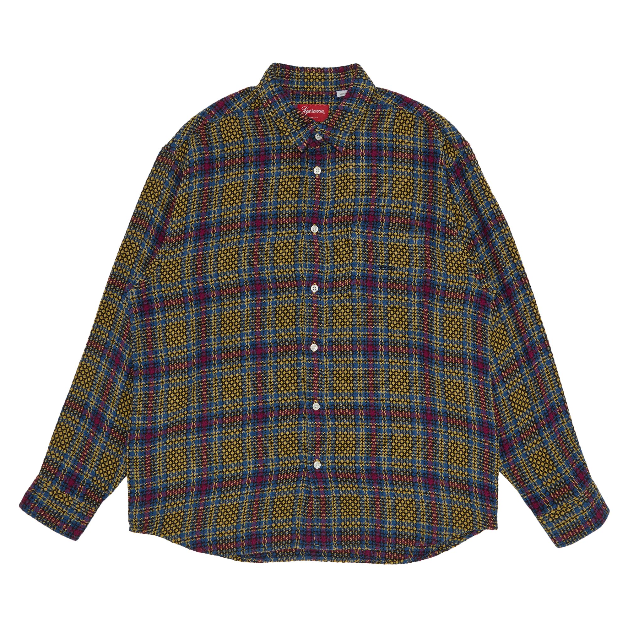 Pre-owned Supreme Basket Weave Plaid Shirt 'yellow' | Men's Size M