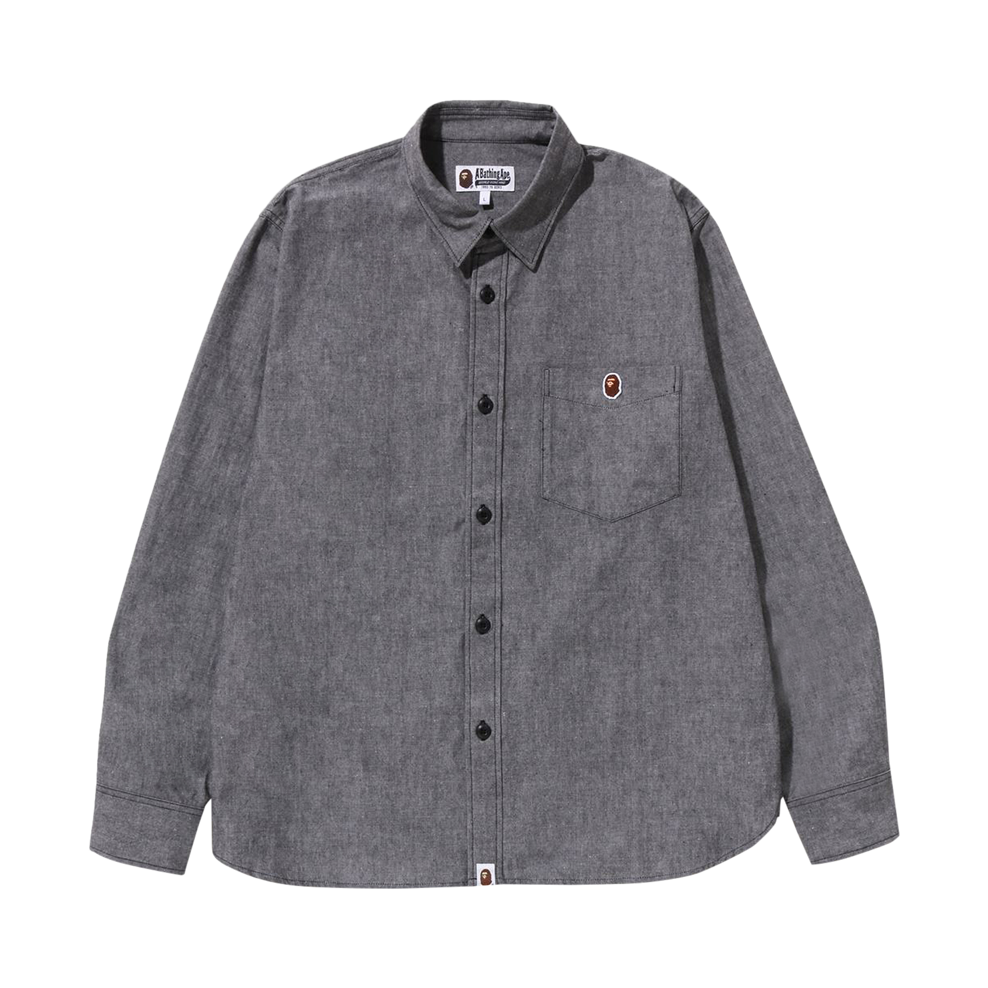 Pre-owned Bape One Point Relaxed Fit Chambray Shirt 'black'