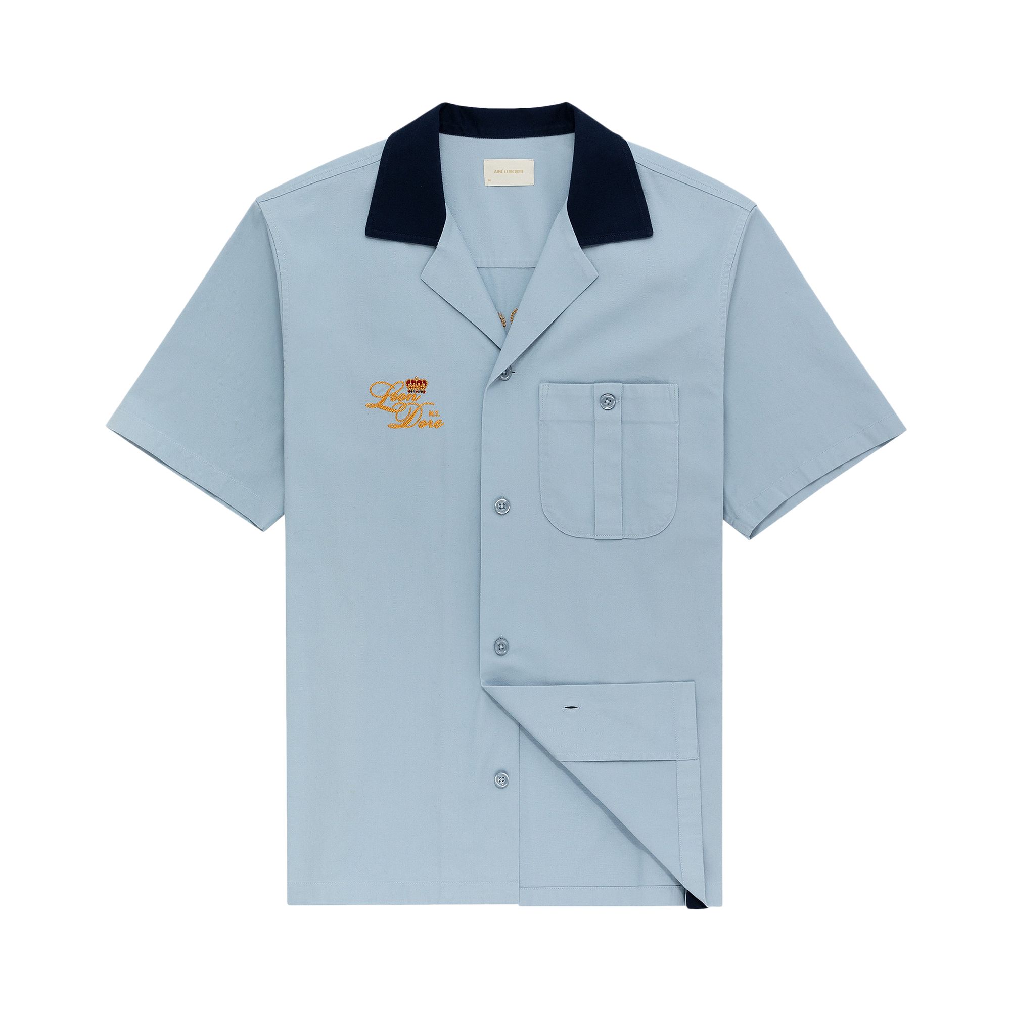 Pre-owned Aimé Leon Dore Bowling Shirt 'rain Washed' | Blue | Men's Size L